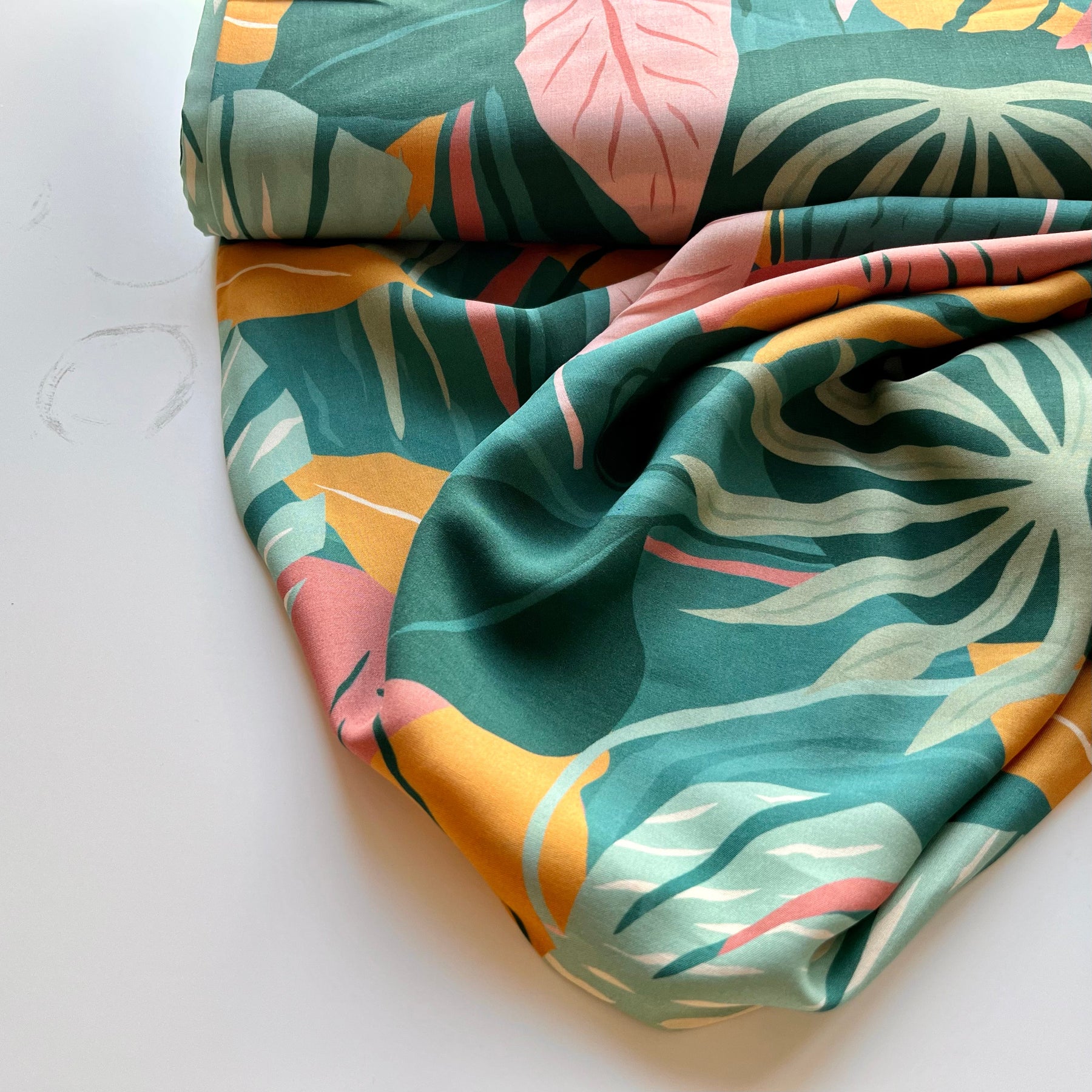 Ecovero™ Viskose - Ambrosia Sommer Petrol und Pink Fabric poshpinks