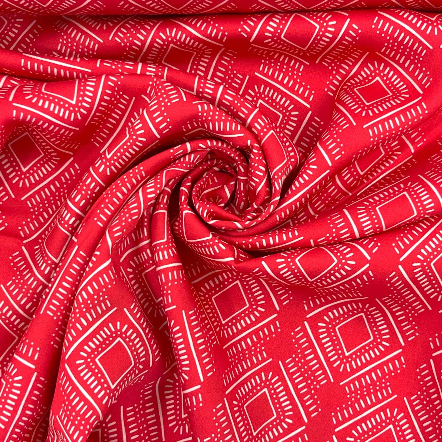 Limited Pre-Order Tencelsatin - Rhonda Ikat Crimson Fabric poshpinks