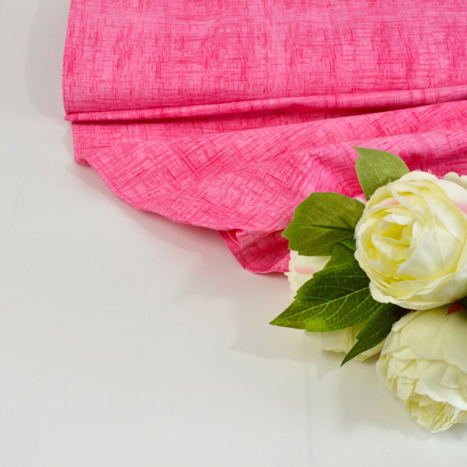 Baumwoll Cretonne - Webware mit Muster in Leinenoptik - pink Fabric poshpinks