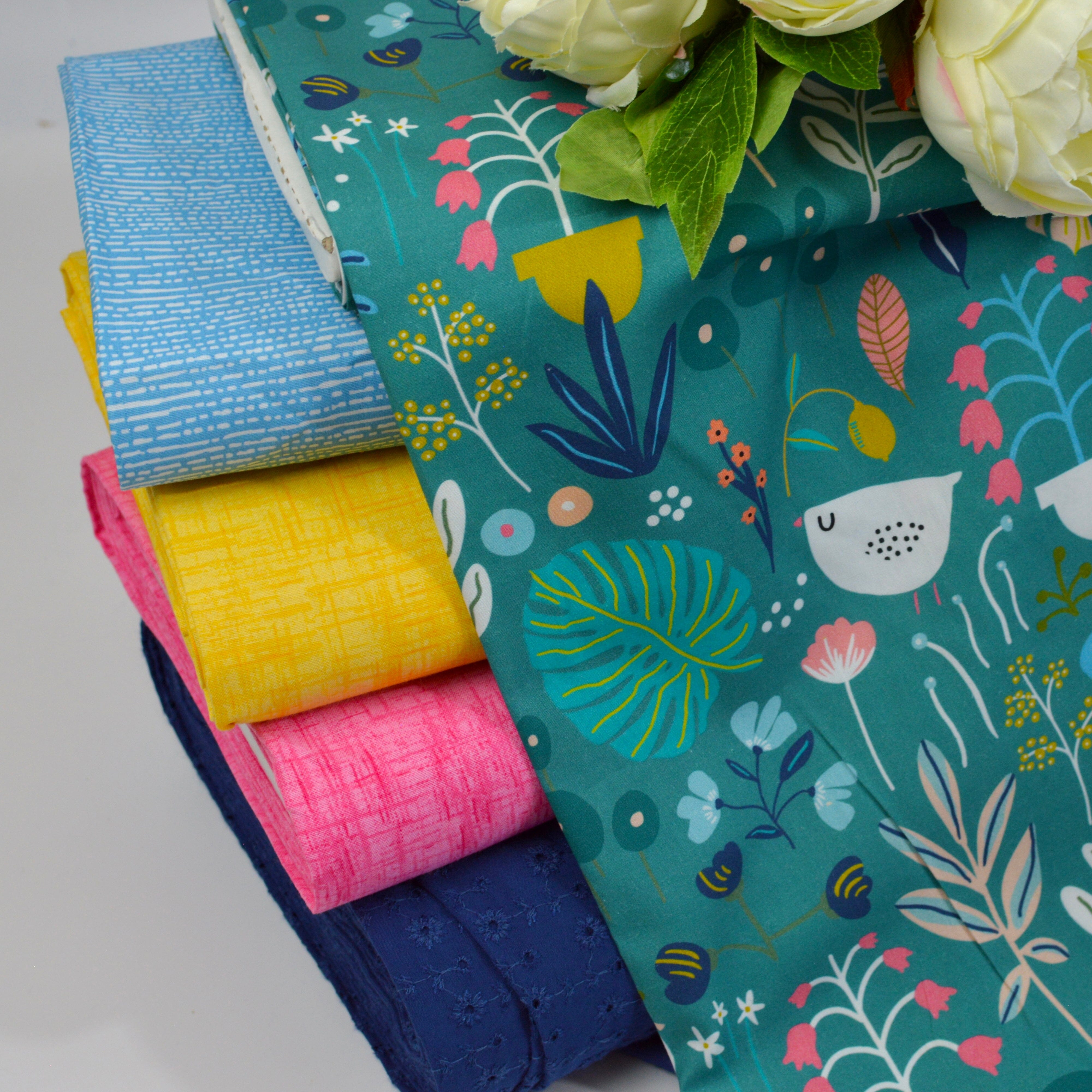 Baumwoll Cretonne - Webware mit Muster in Leinenoptik - gelb Fabric poshpinks