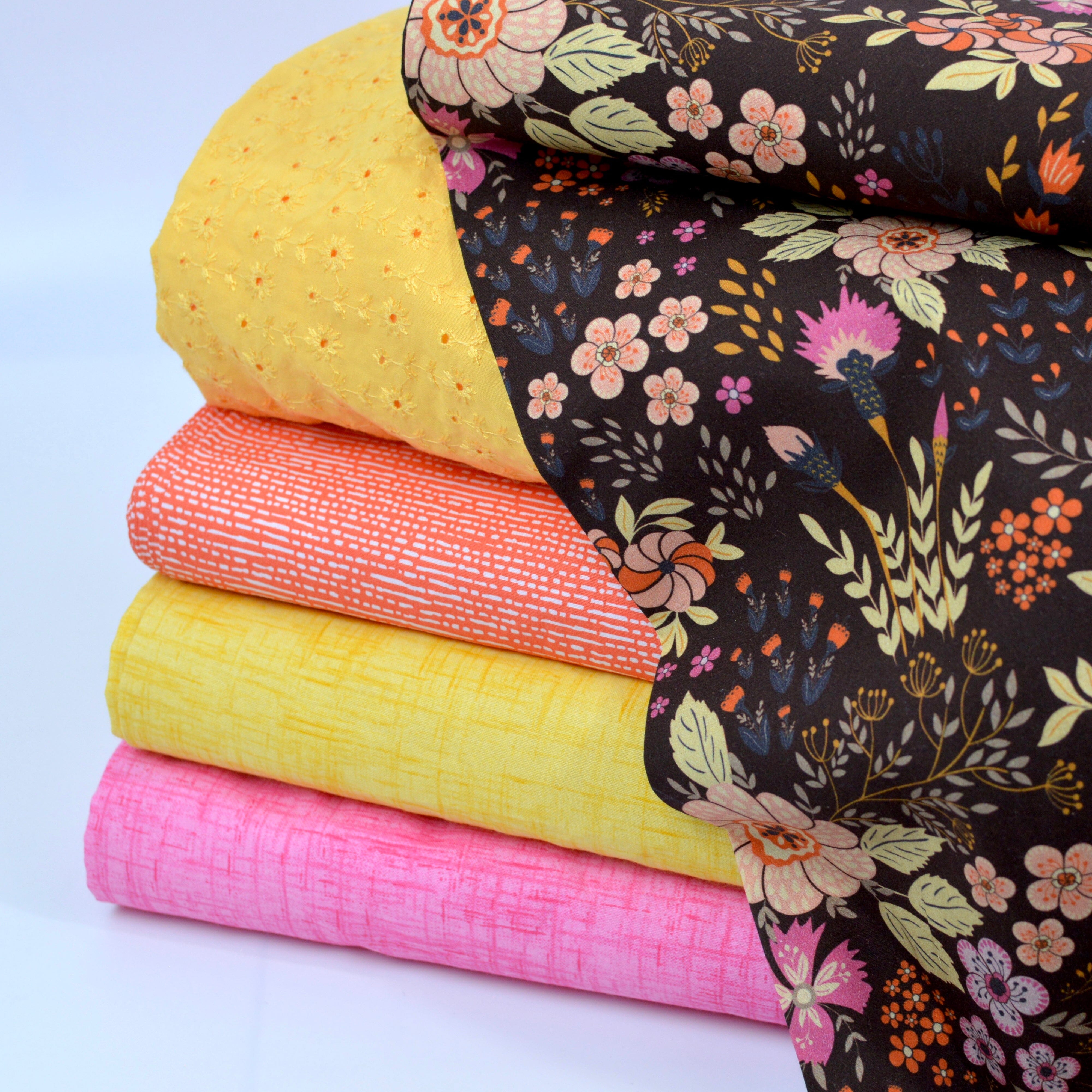 Baumwoll Cretonne - Webware mit Muster in Leinenoptik - gelb Fabric poshpinks