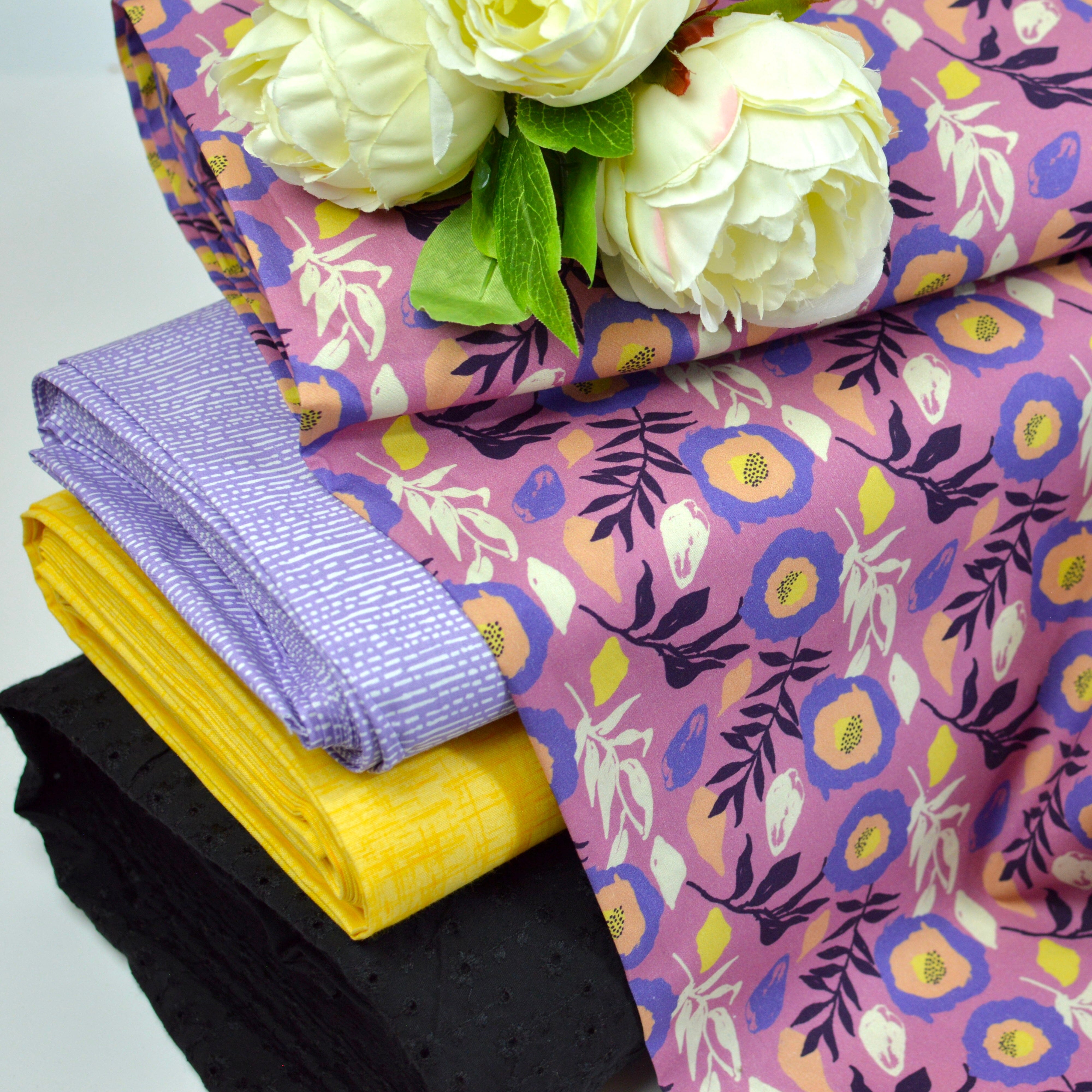 Baumwoll Cretonne - Webware mit Muster in Leinenoptik - gelb Fabric poshpinks