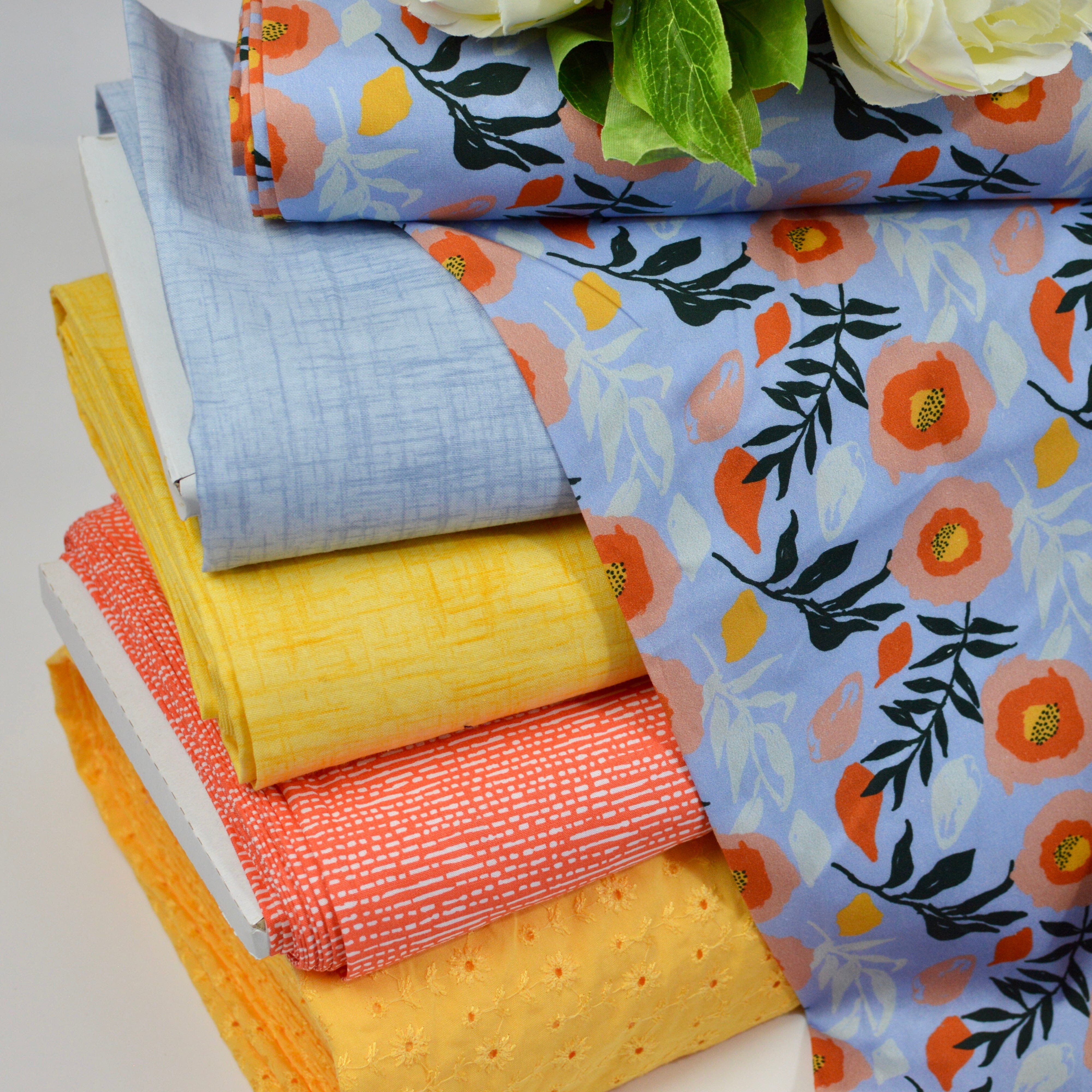 Baumwoll Cretonne - Webware mit Muster in Leinenoptik - gelb Fabric poshpinks