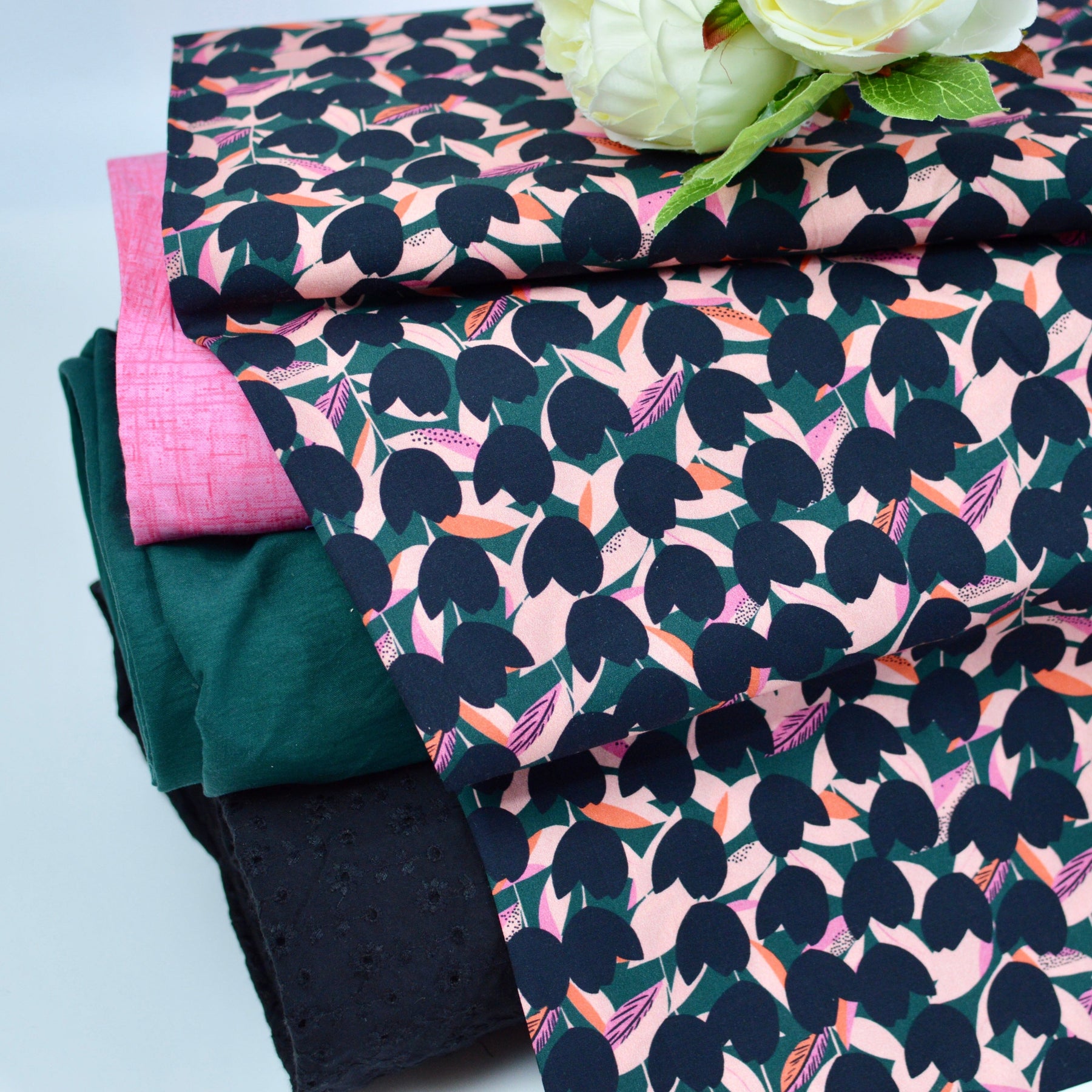 Baumwoll Cretonne - Webware mit Muster in Leinenoptik - pink Fabric poshpinks