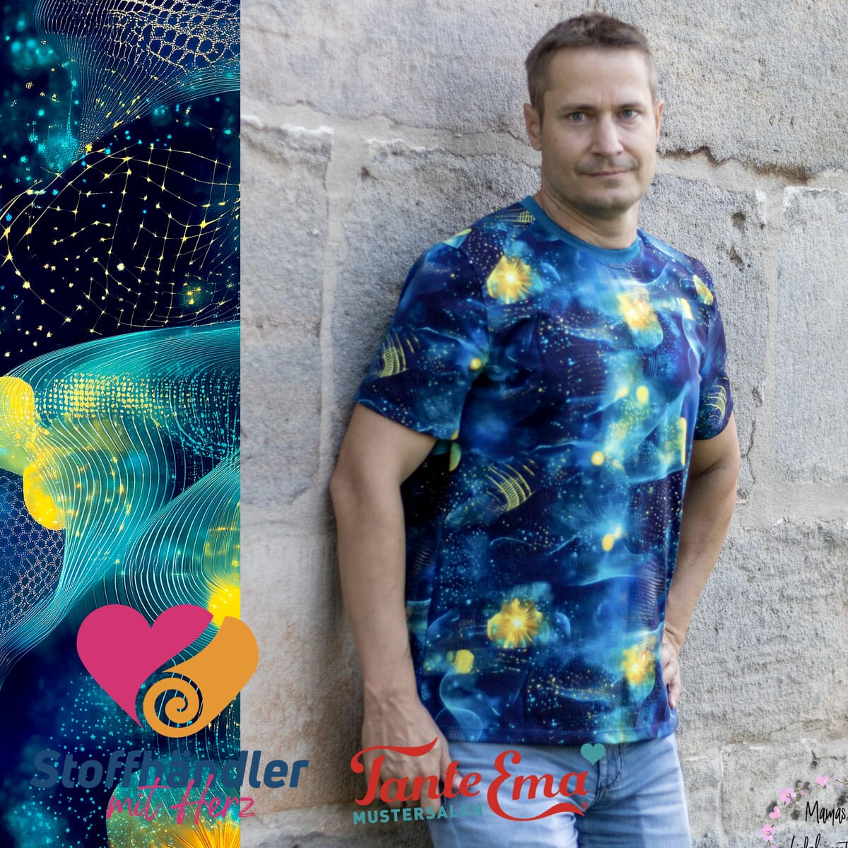 Stoffhändler mit Herz Eigenproduktion 18 - Starlight Currents by Tante Ema Fabric poshpinks