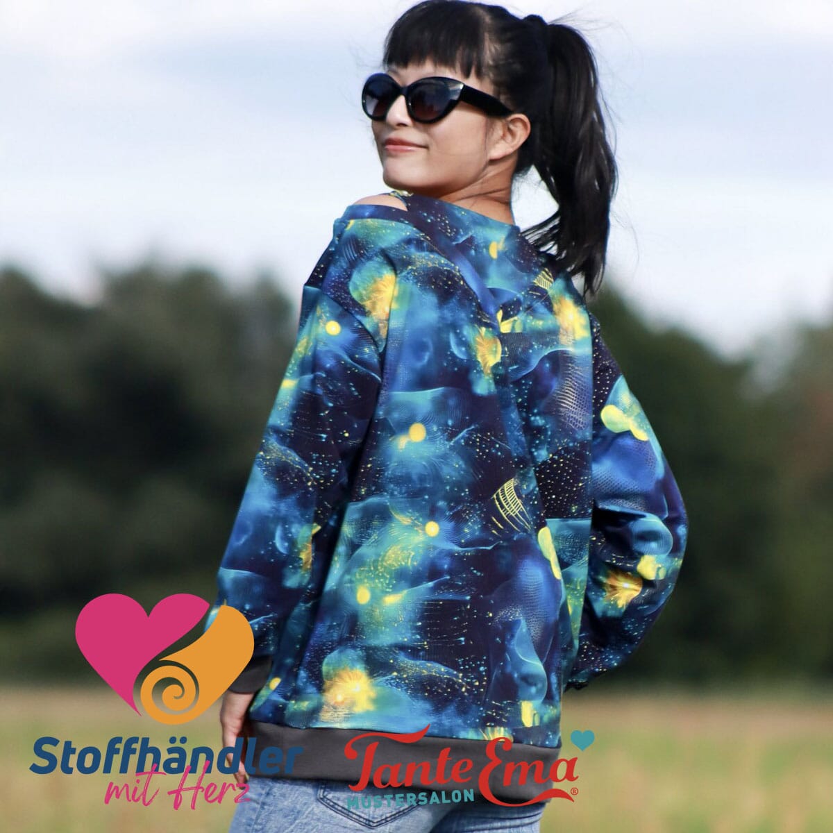Stoffhändler mit Herz Eigenproduktion 18 - Starlight Currents by Tante Ema Fabric poshpinks