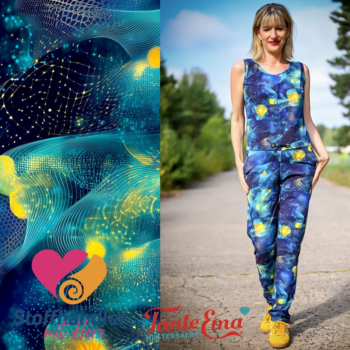 Stoffhändler mit Herz Eigenproduktion 18 - Starlight Currents by Tante Ema Fabric poshpinks