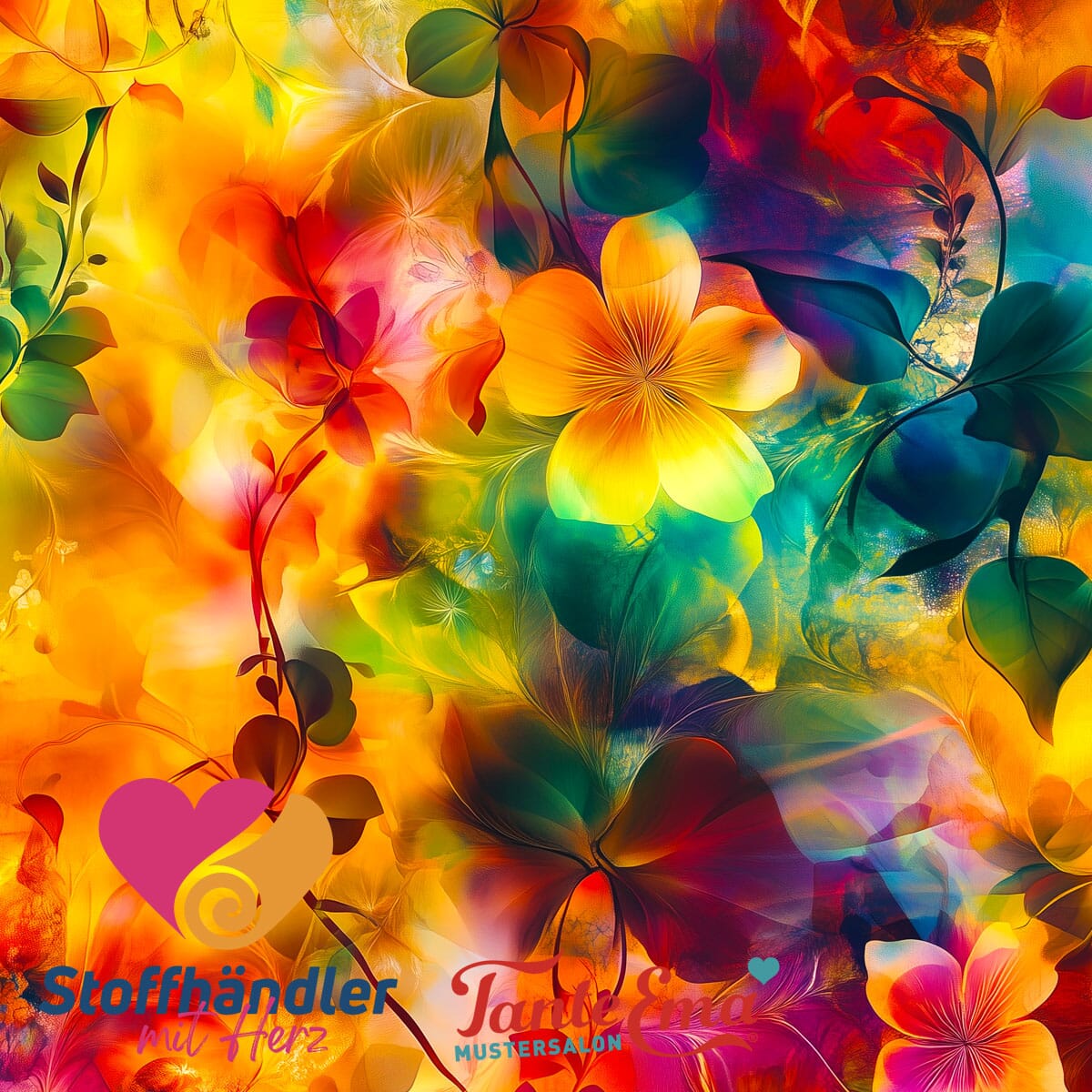 Stoffhändler mit Herz Eigenproduktion 18 - Golden Bloomfire by Tante Ema Fabric poshpinks