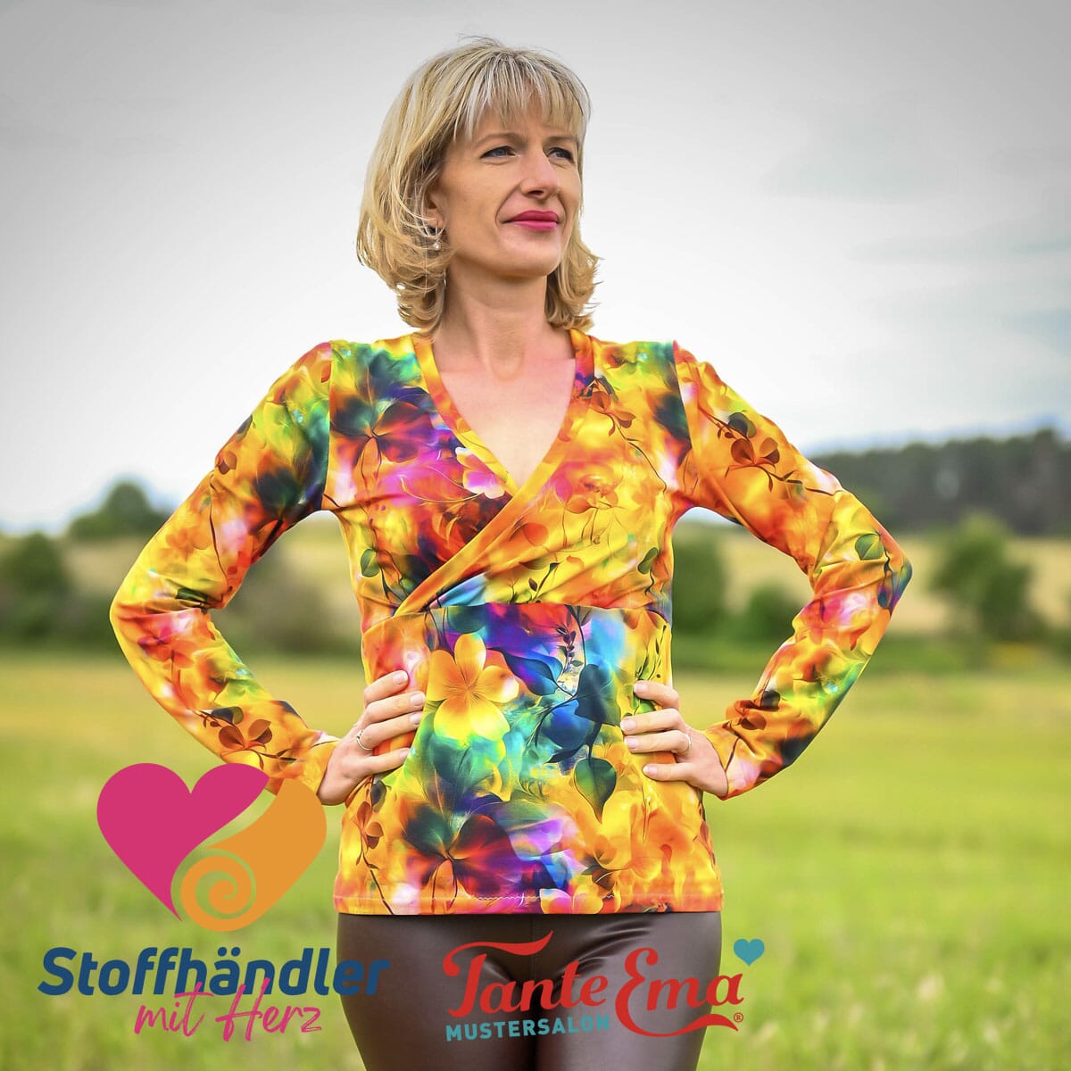 Stoffhändler mit Herz Eigenproduktion 18 - Golden Bloomfire by Tante Ema Fabric poshpinks