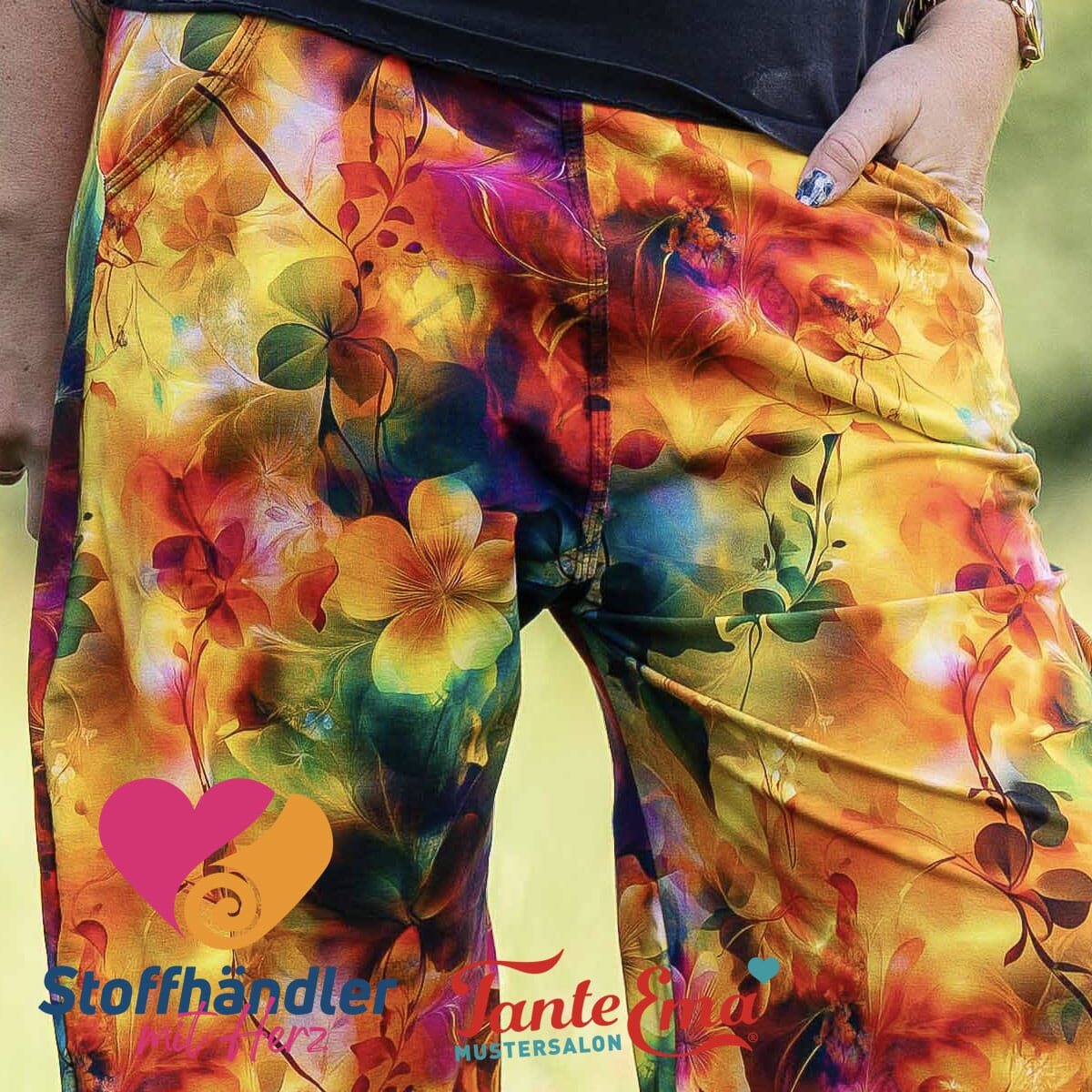Stoffhändler mit Herz Eigenproduktion 18 - Golden Bloomfire by Tante Ema Fabric poshpinks