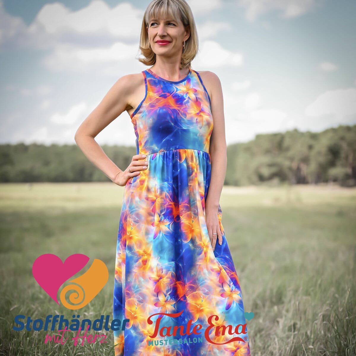 Stoffhändler mit Herz Eigenproduktion 18 - Aurora Blossom Dance by Tante Ema Fabric poshpinks