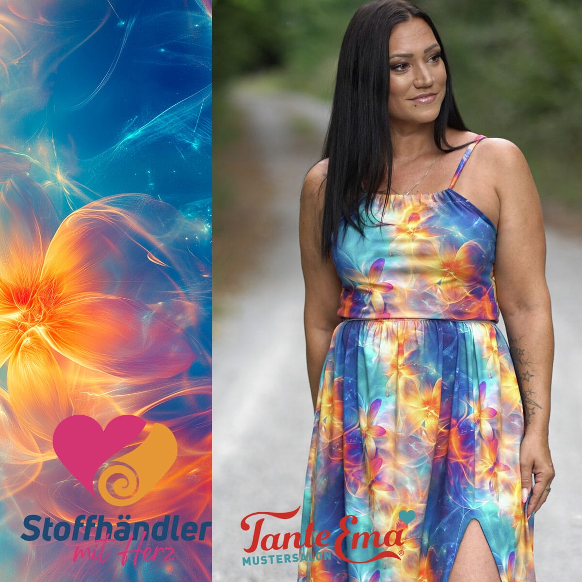 Stoffhändler mit Herz Eigenproduktion 18 - Aurora Blossom Dance by Tante Ema Fabric poshpinks