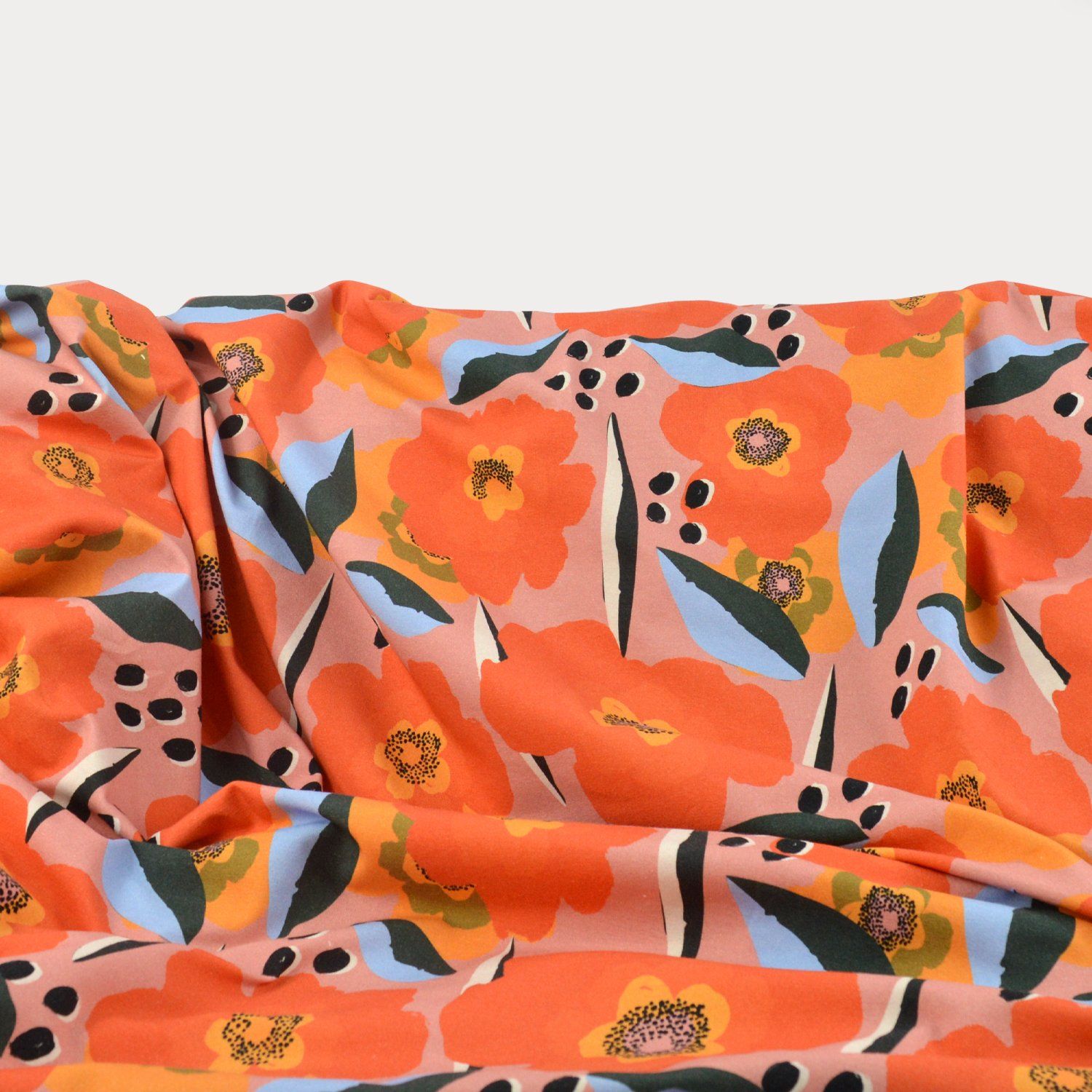 Baumwolljersey - Nora - Blumentraum Orange - poshpinks