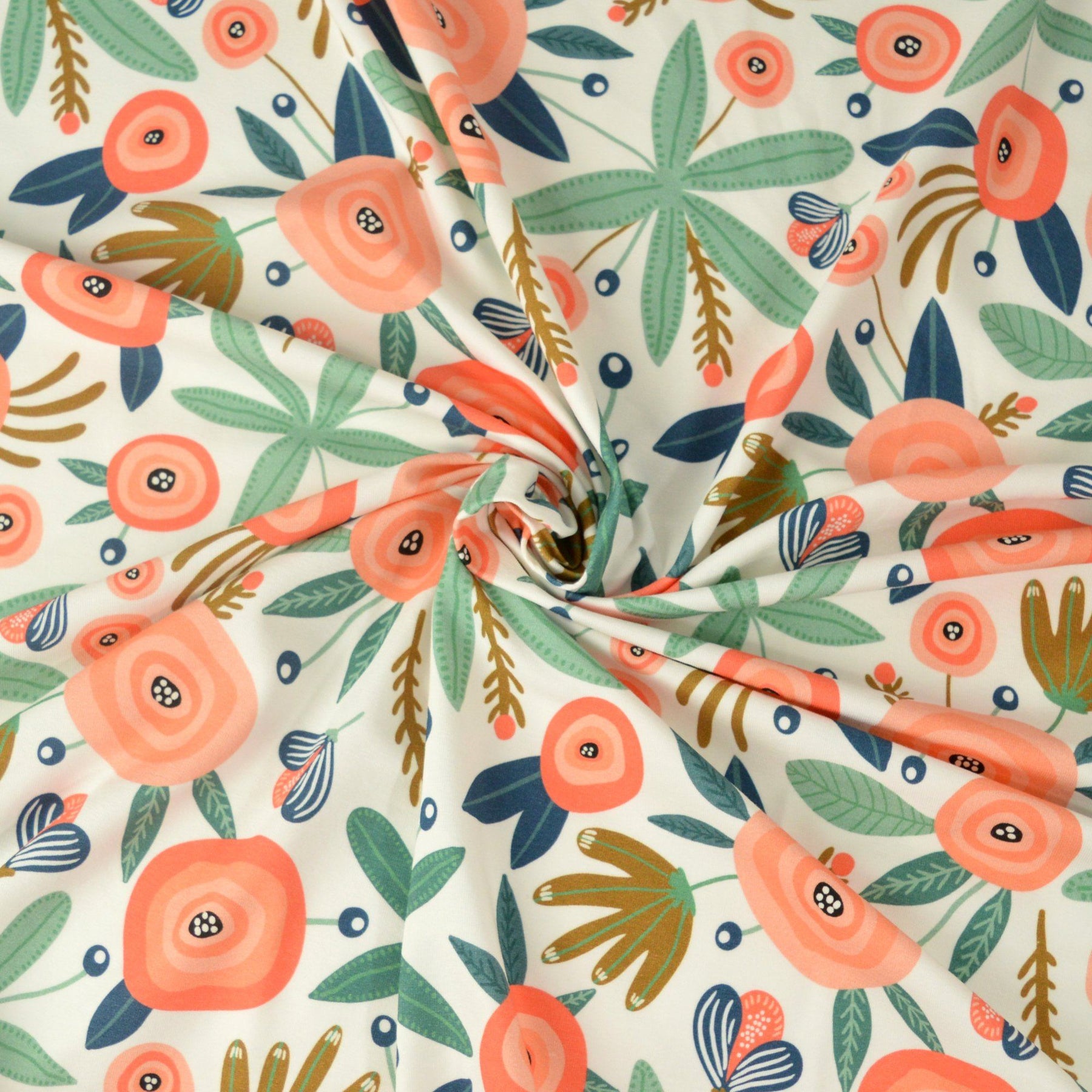 Baumwolljersey - Primavera - Weiß und Peach - poshpinks