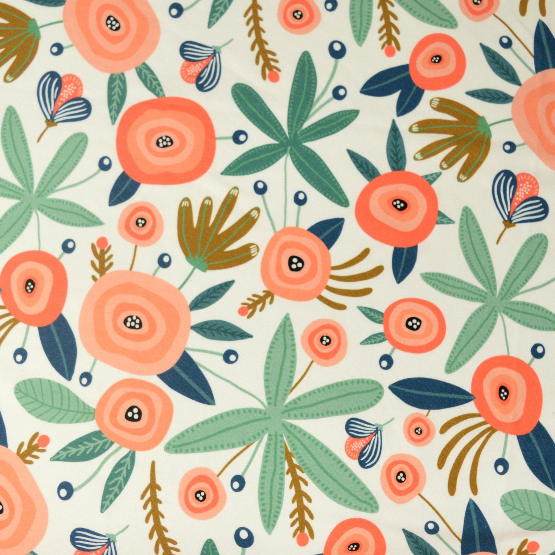Baumwolljersey - Primavera - Weiß und Peach - poshpinks