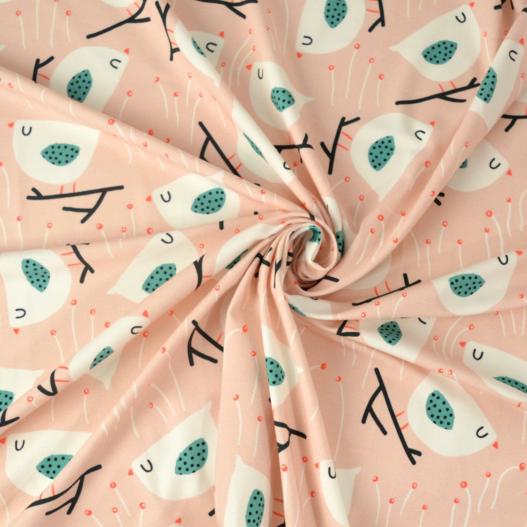 Baumwolljersey - Primavera Vögel - Pink - poshpinks