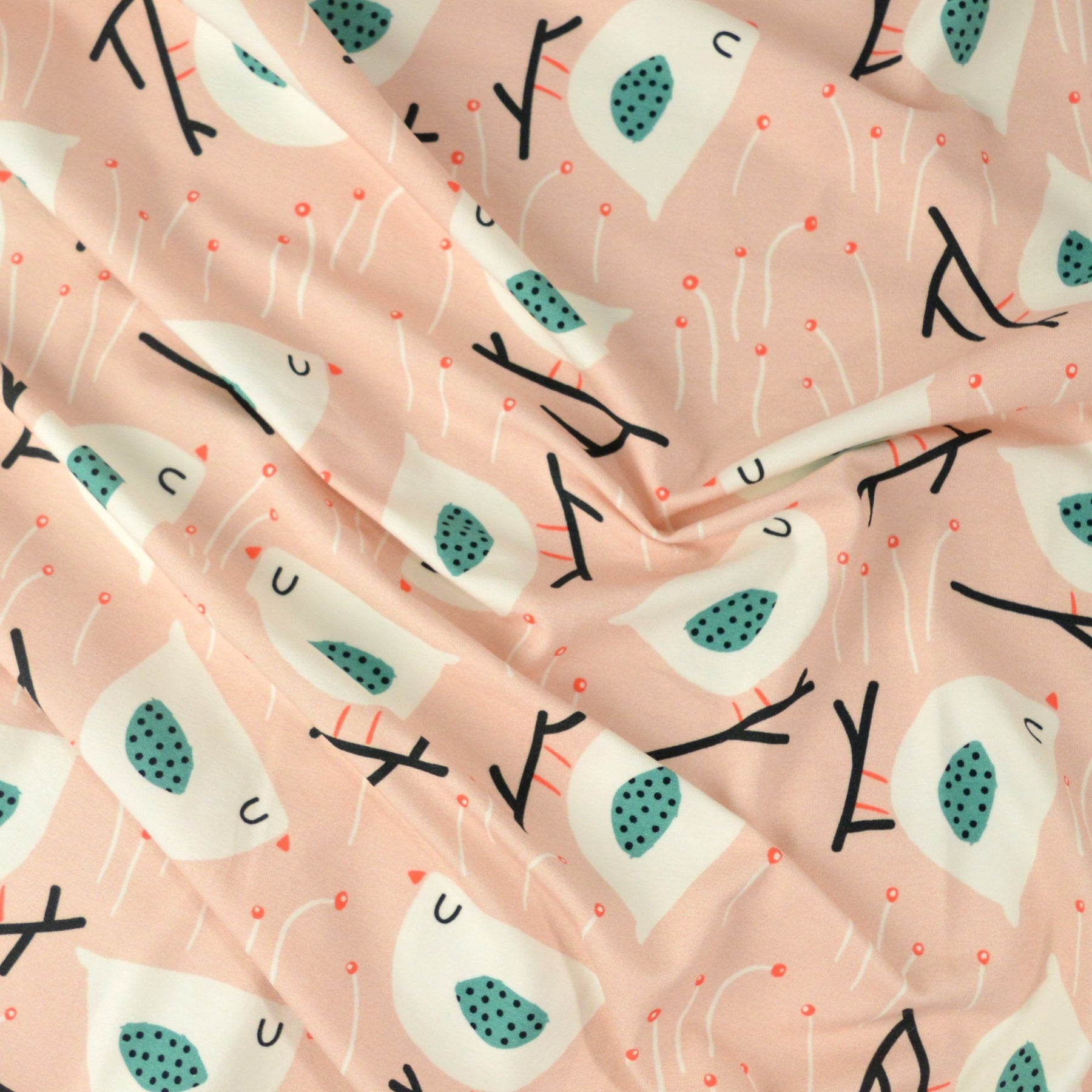 Baumwolljersey - Primavera Vögel - Pink - poshpinks