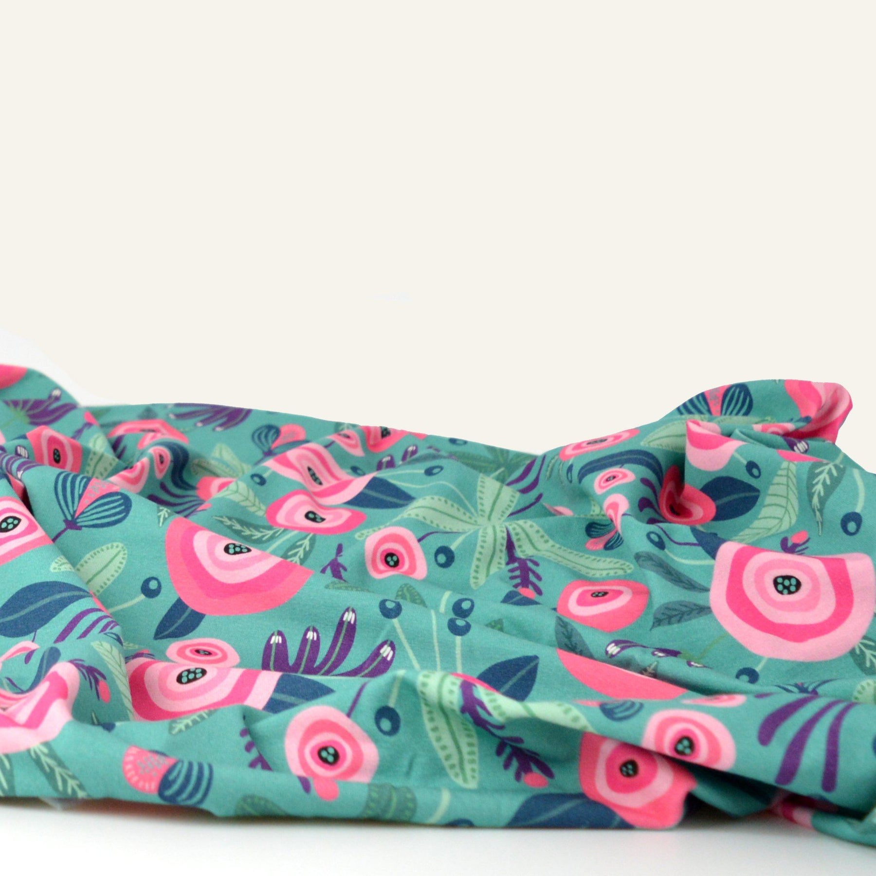 Baumwolljersey - Primavera - Grün und Pink - poshpinks
