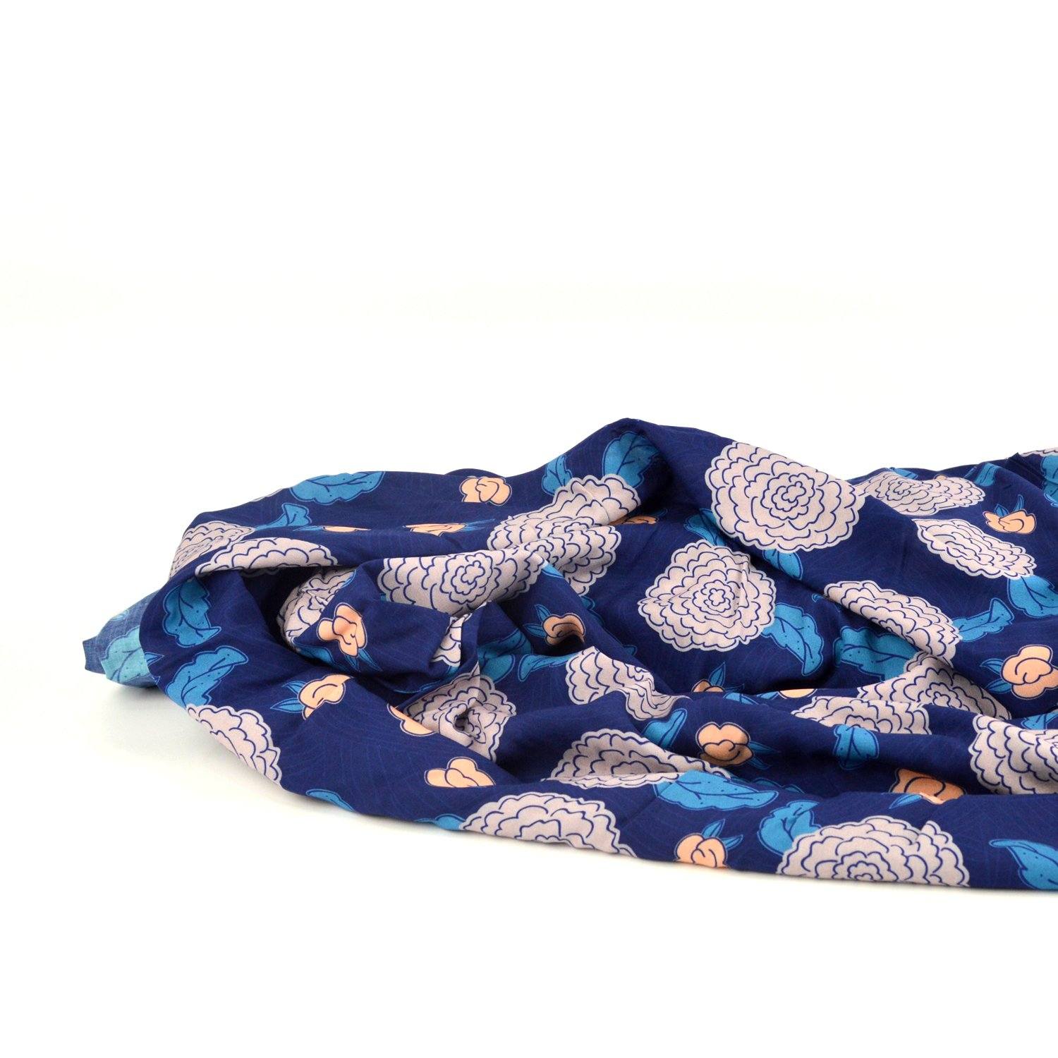 Viskose - Okami - Blumen in Blau - poshpinks