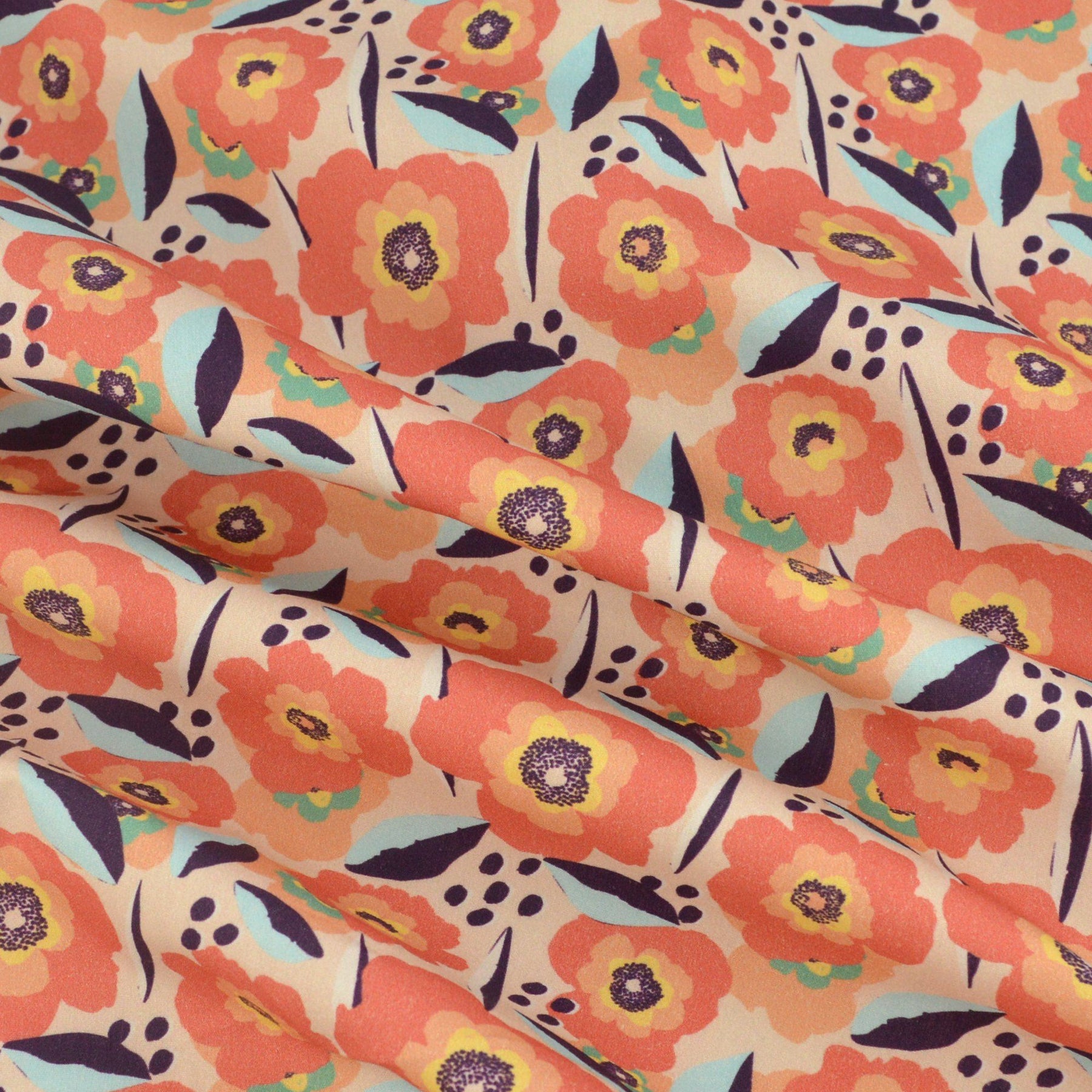 Baumwoll Popeline - Nora - Blumentraum Peach - poshpinks