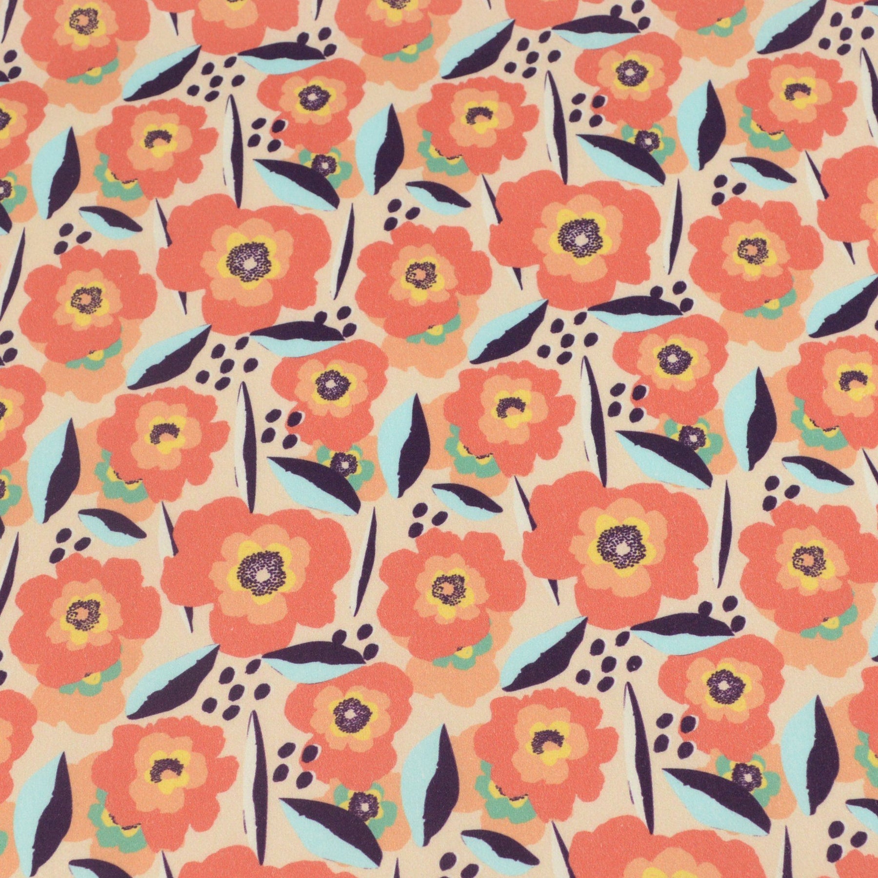 Baumwoll Popeline - Nora - Blumentraum Peach - poshpinks