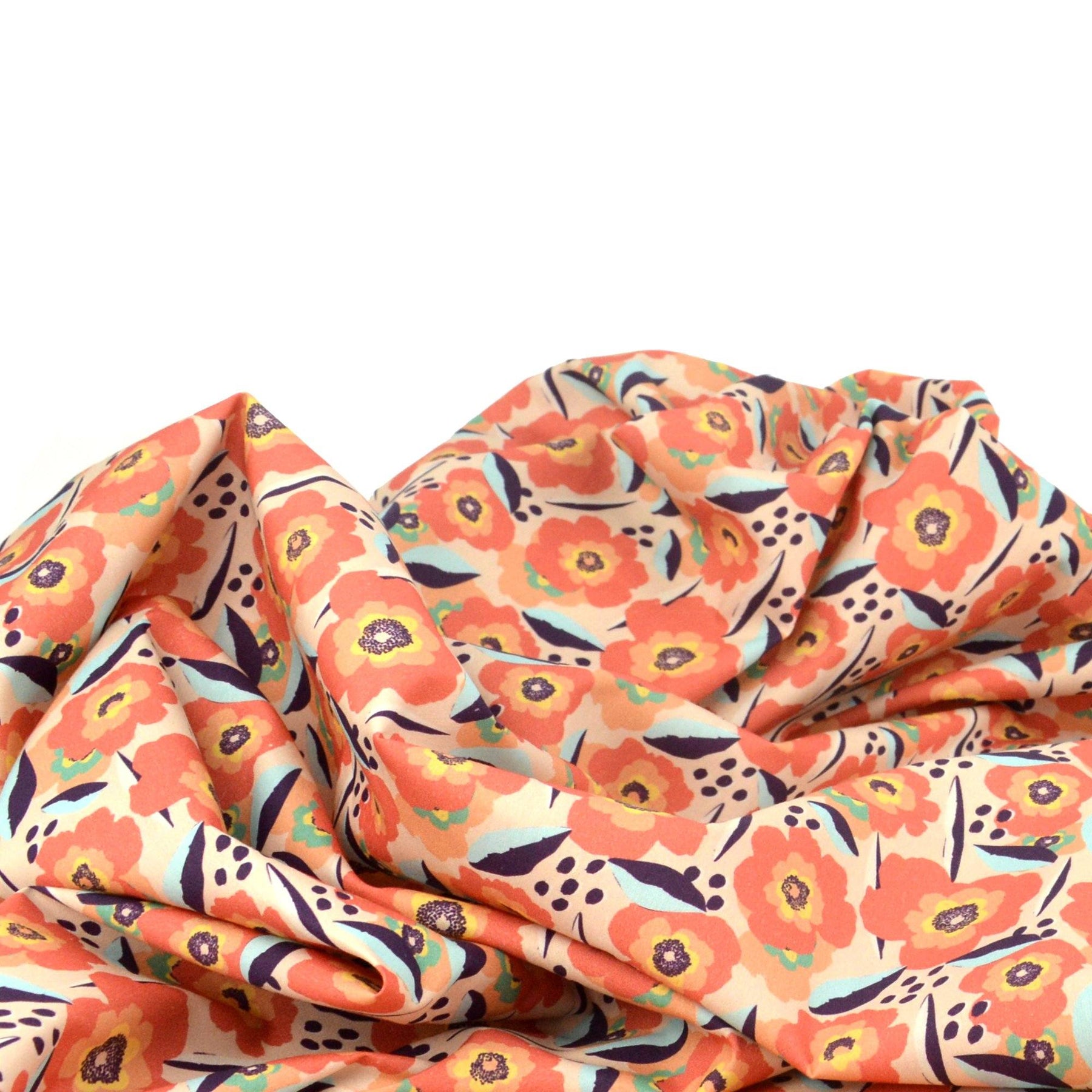 Baumwoll Popeline - Nora - Blumentraum Peach - poshpinks