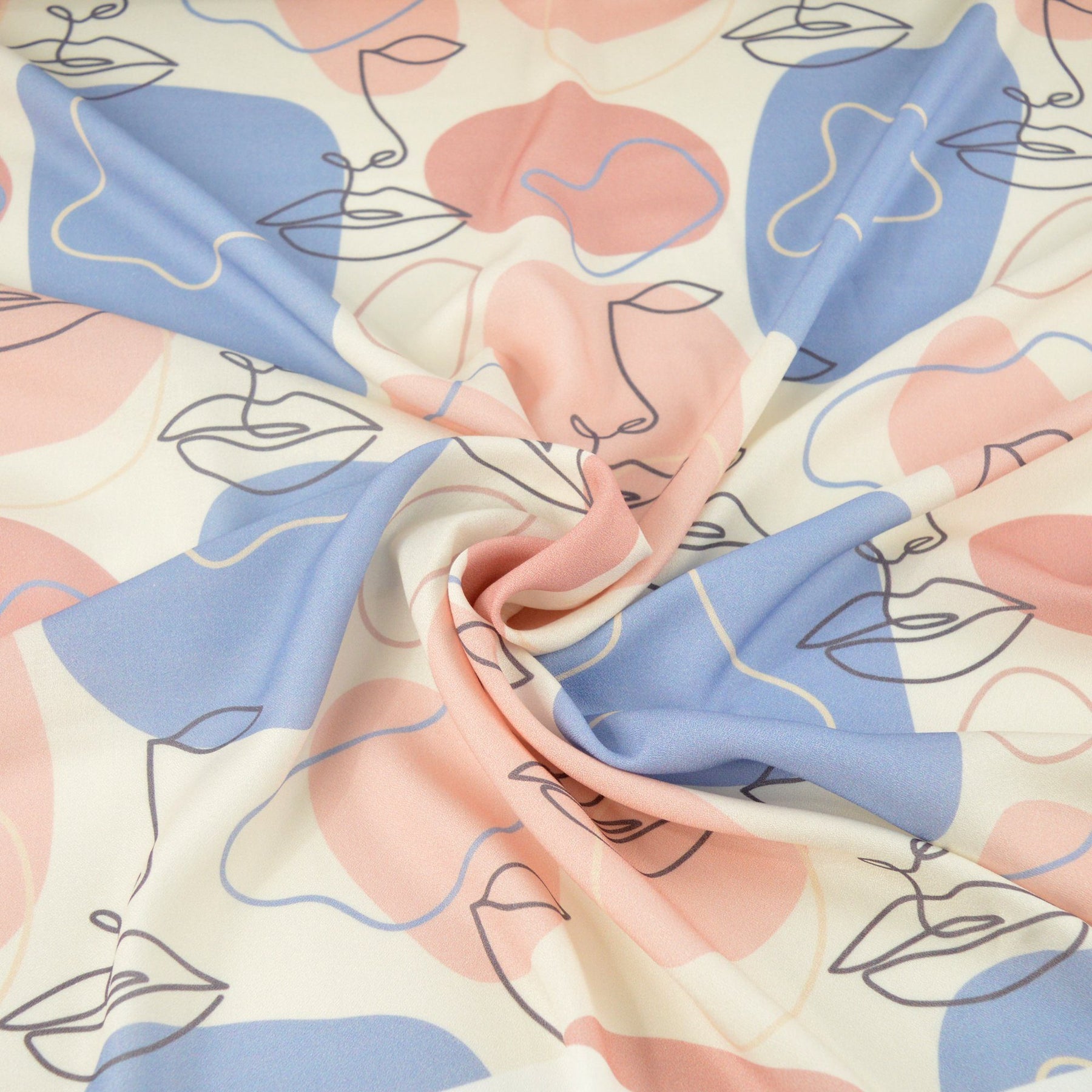 Viskose-Crêpe - Layla - Creme Blau - poshpinks