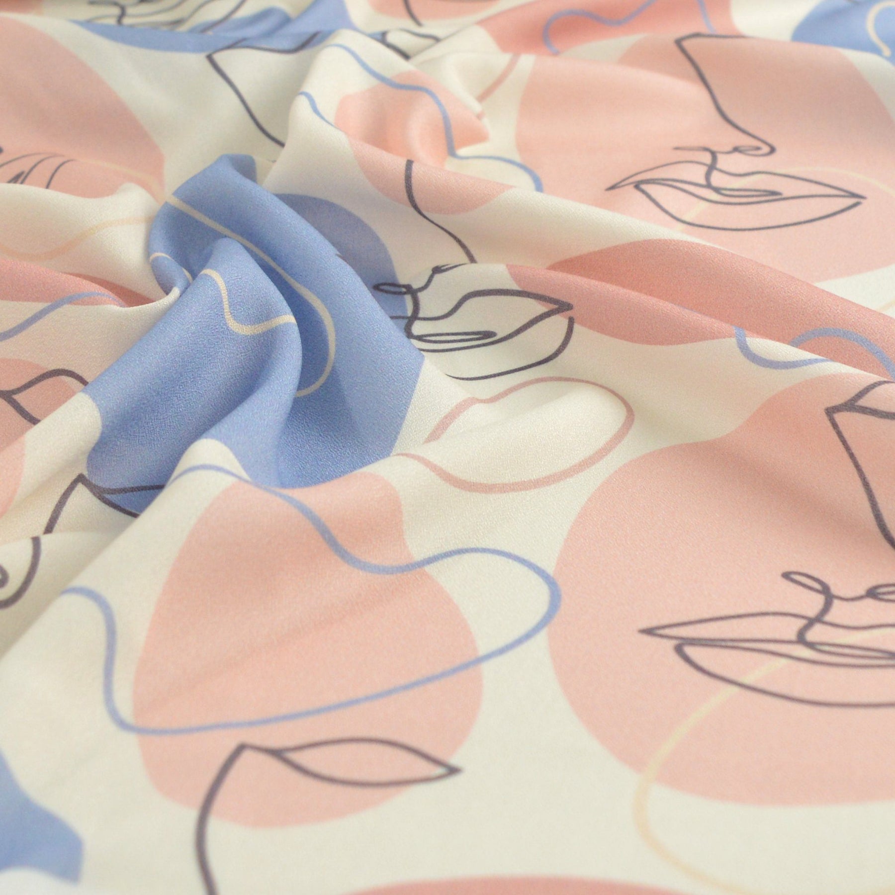 Viskose-Crêpe - Layla - Creme Blau - poshpinks