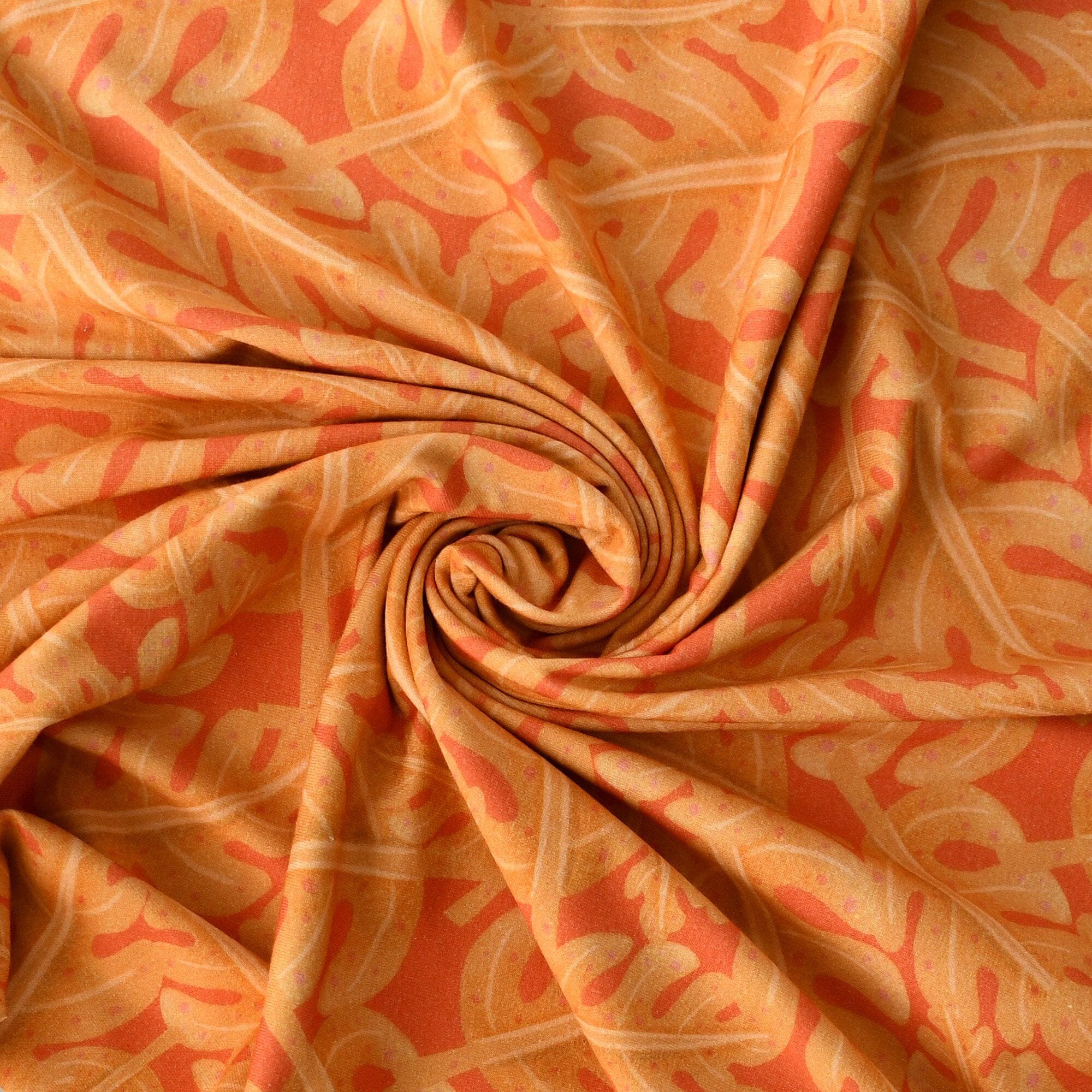 Reststück 1,9 m Baumwolljersey - Tropical Dream - Orangengelb Fabric poshpinks