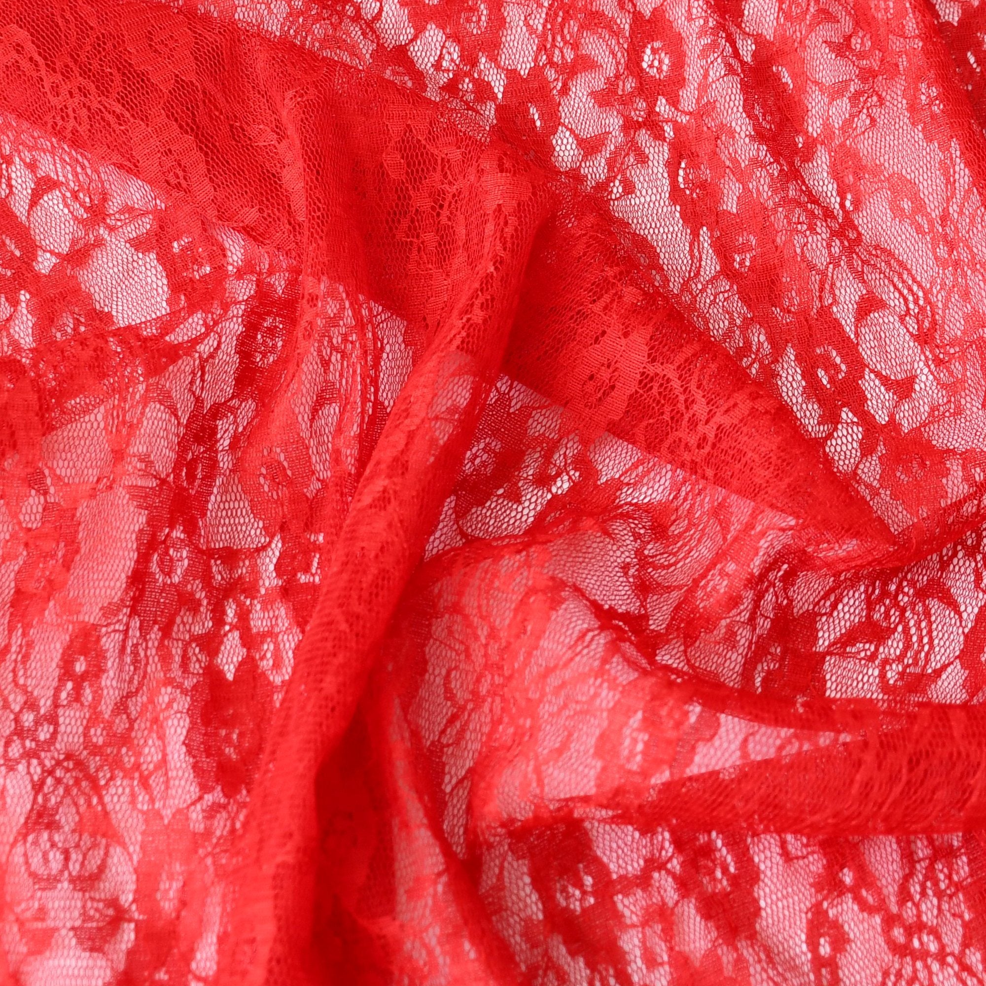 Blumen Spitzenstoff - Rot - poshpinks