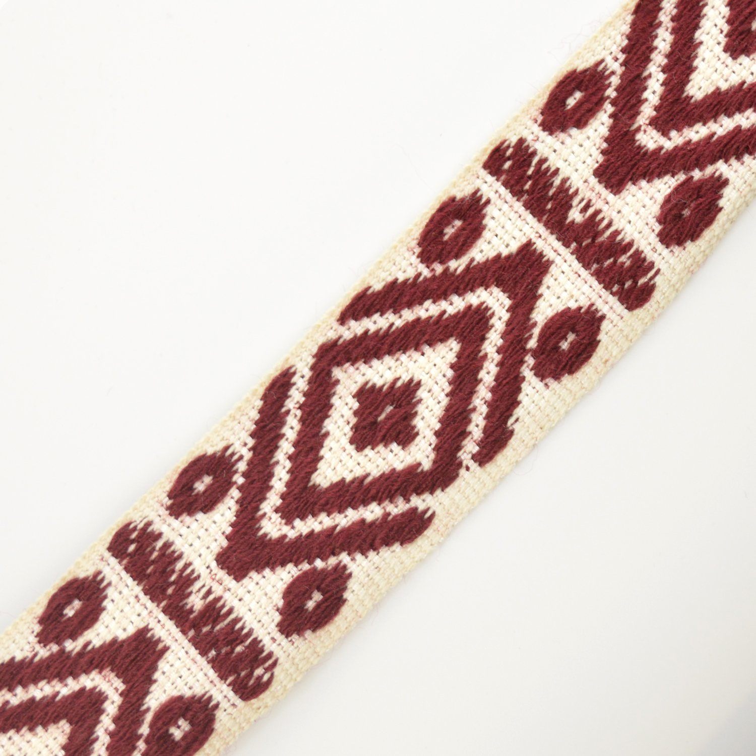Gurtband - Rhombus & Dots - Ecru/Bordeaux - 4 Cm - poshpinks