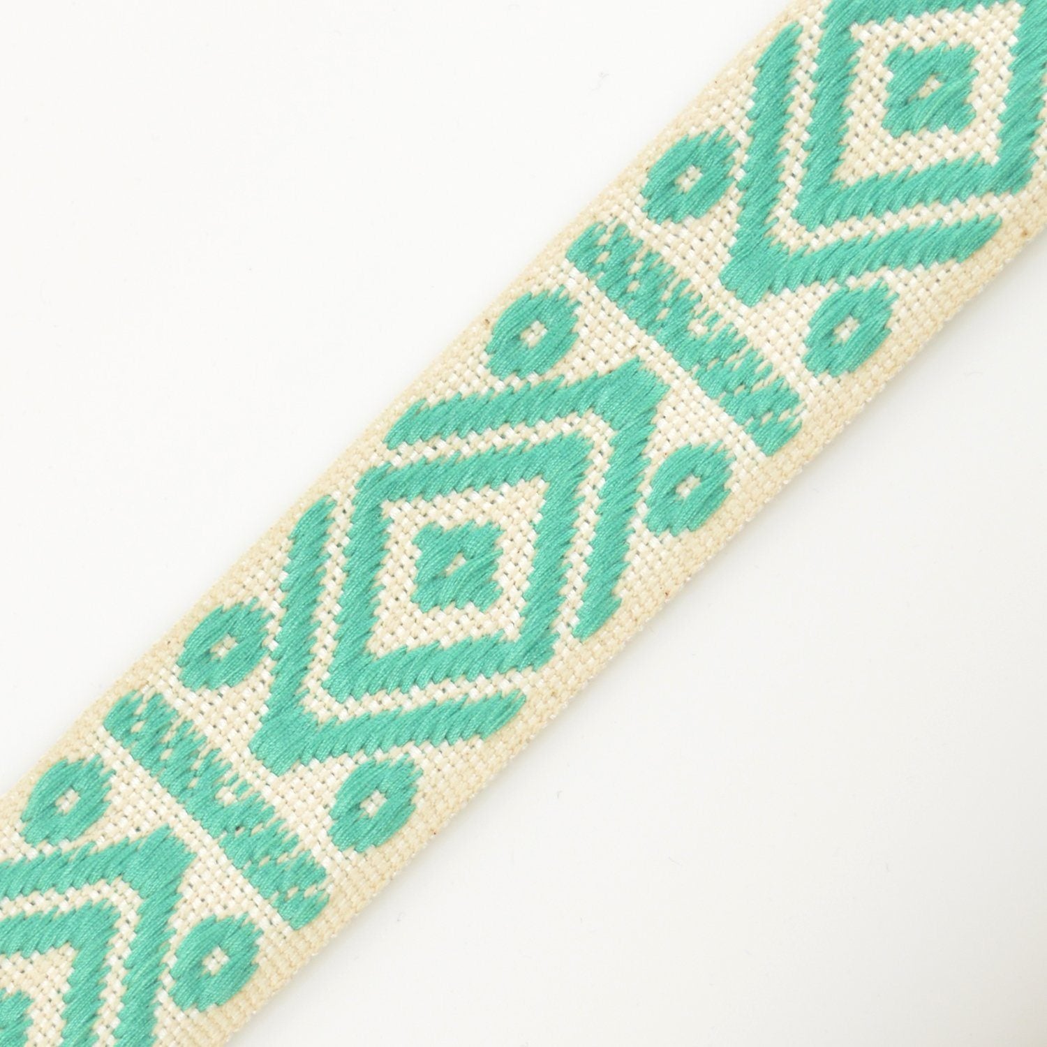 Gurtband - Rhombus & Dots - Ecru/Grün - 4 Cm - poshpinks