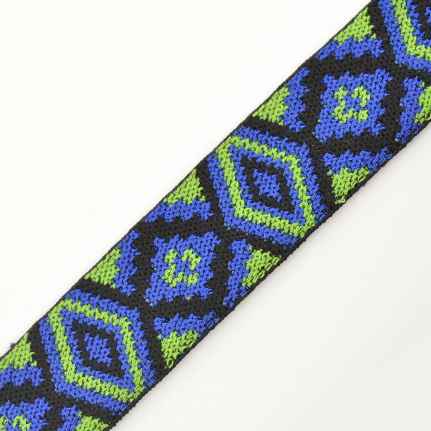 Jacquard Gummiband - Ethnic Rhombus - Blau/Grün - 3.5cm - poshpinks