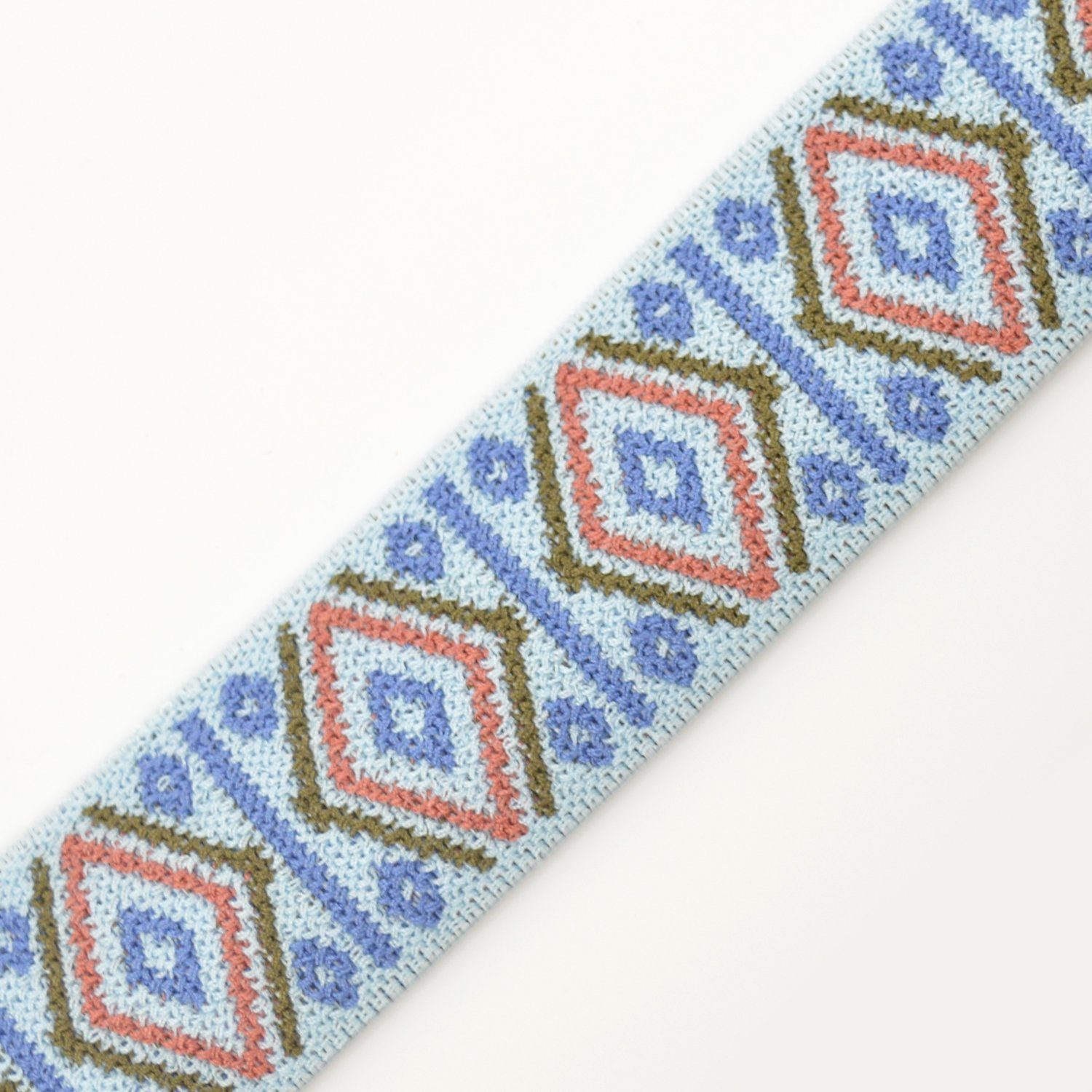 Jacquard Gummiband - Square - Hellblau/Khaki - 4cm - poshpinks