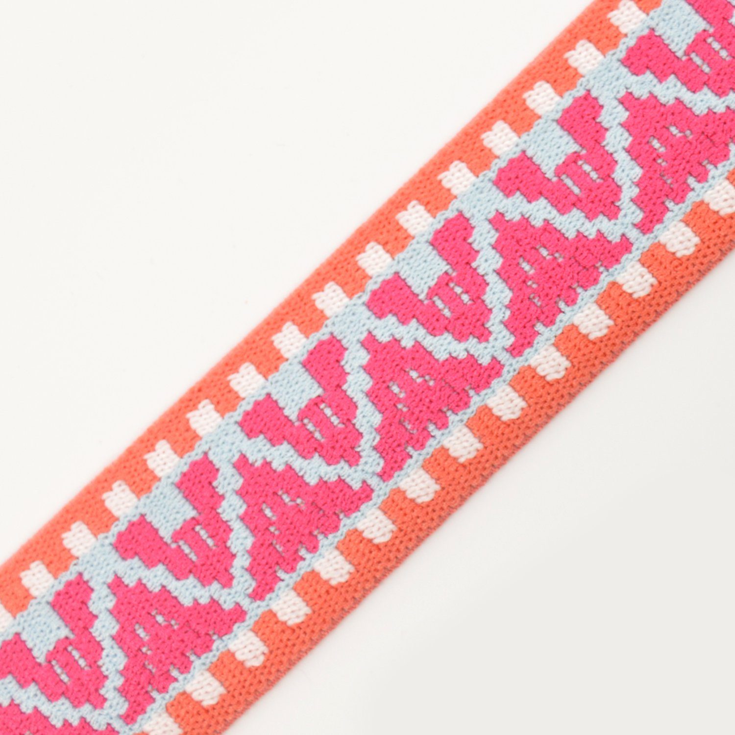 Jacquard Gummiband - Afrika - Salmon/Fuchsia/Hellgrau - 4cm - poshpinks