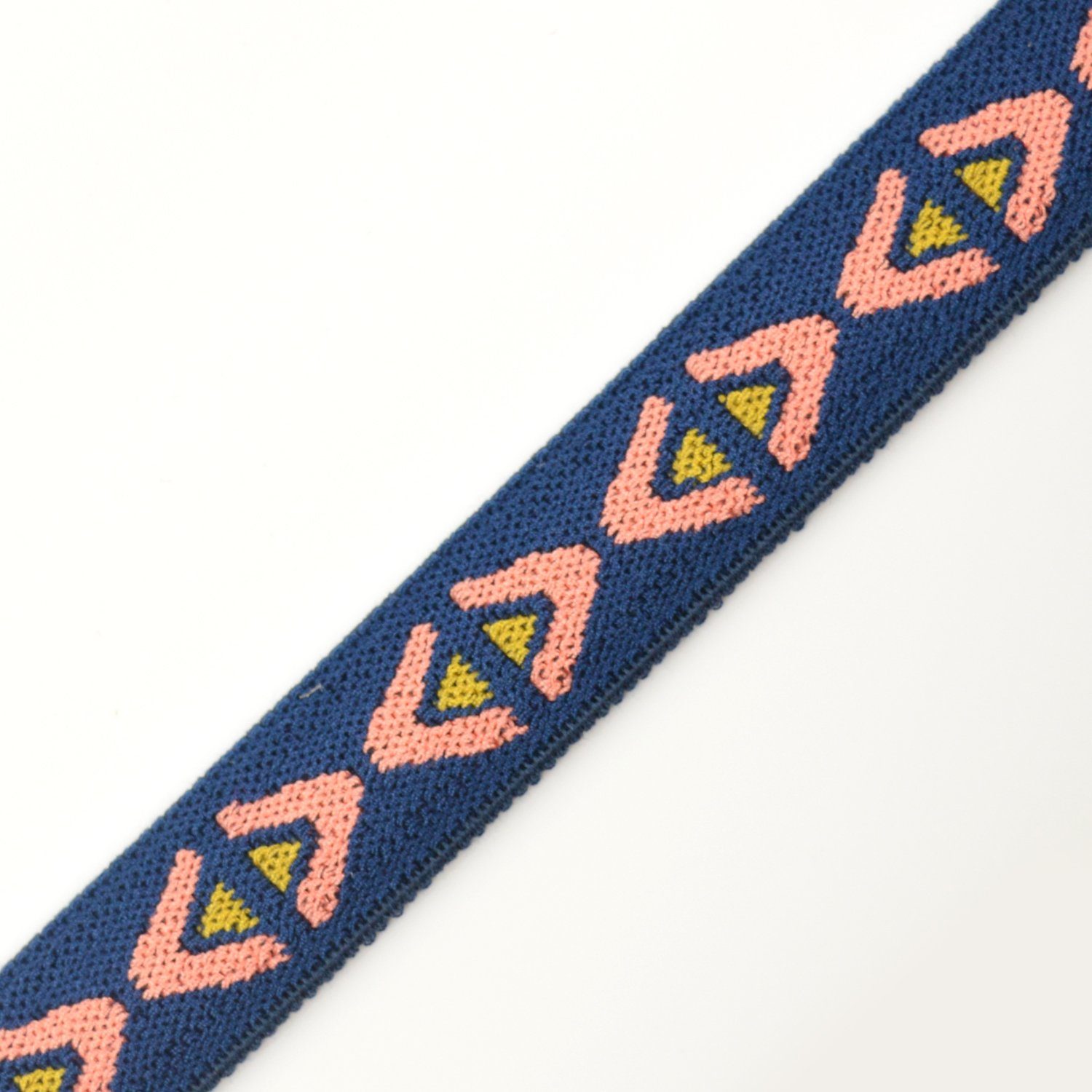 Jacquard Gummiband - Ethnic Rhombus - Blau/Salmon/Gelb - 2.5cm - poshpinks