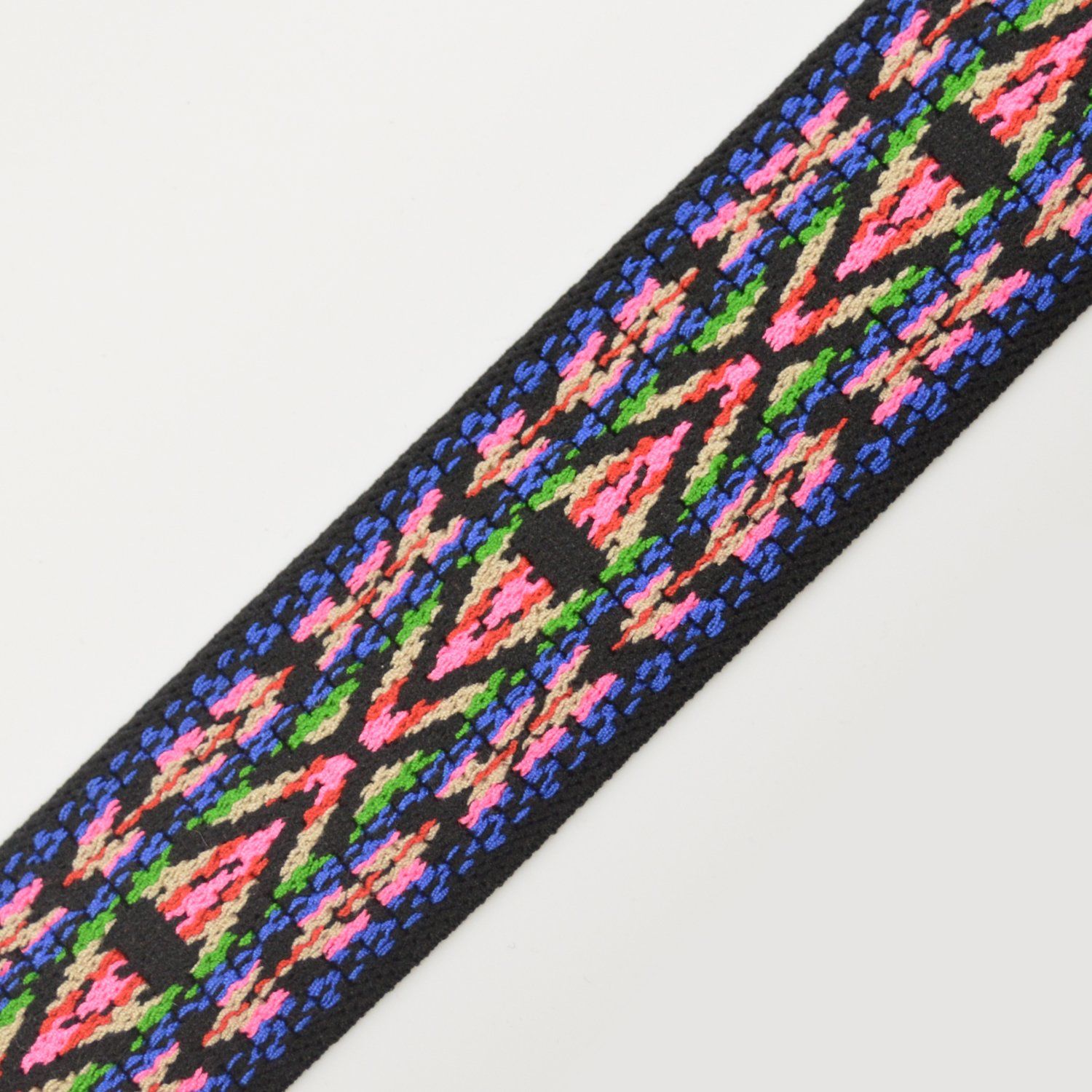 Jacquard Gummiband - Ethnic - Schwarz/Pink/Blau/Grün- 4cm - poshpinks