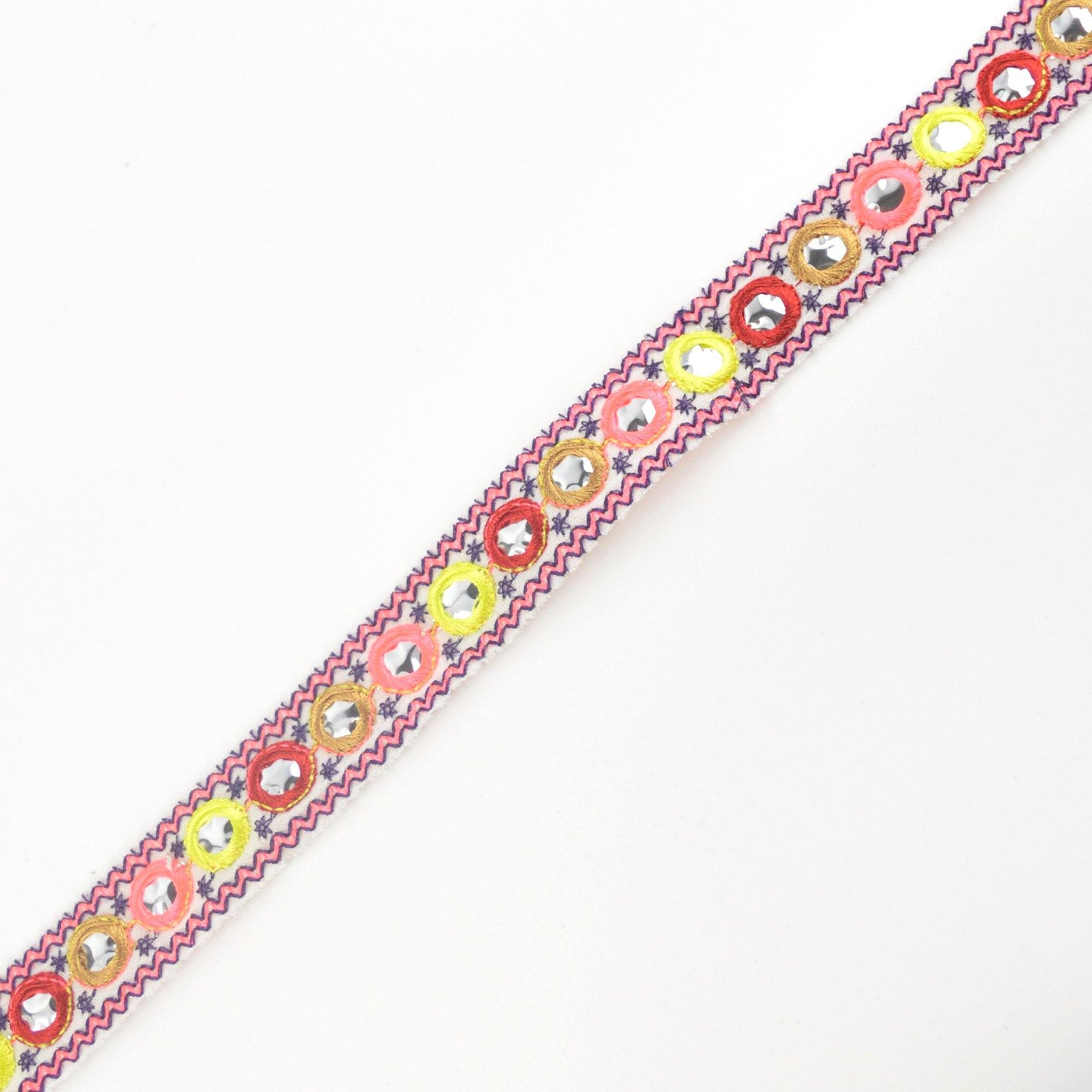 Borte Band mit Spiegeln - Pink / Gelb - poshpinks