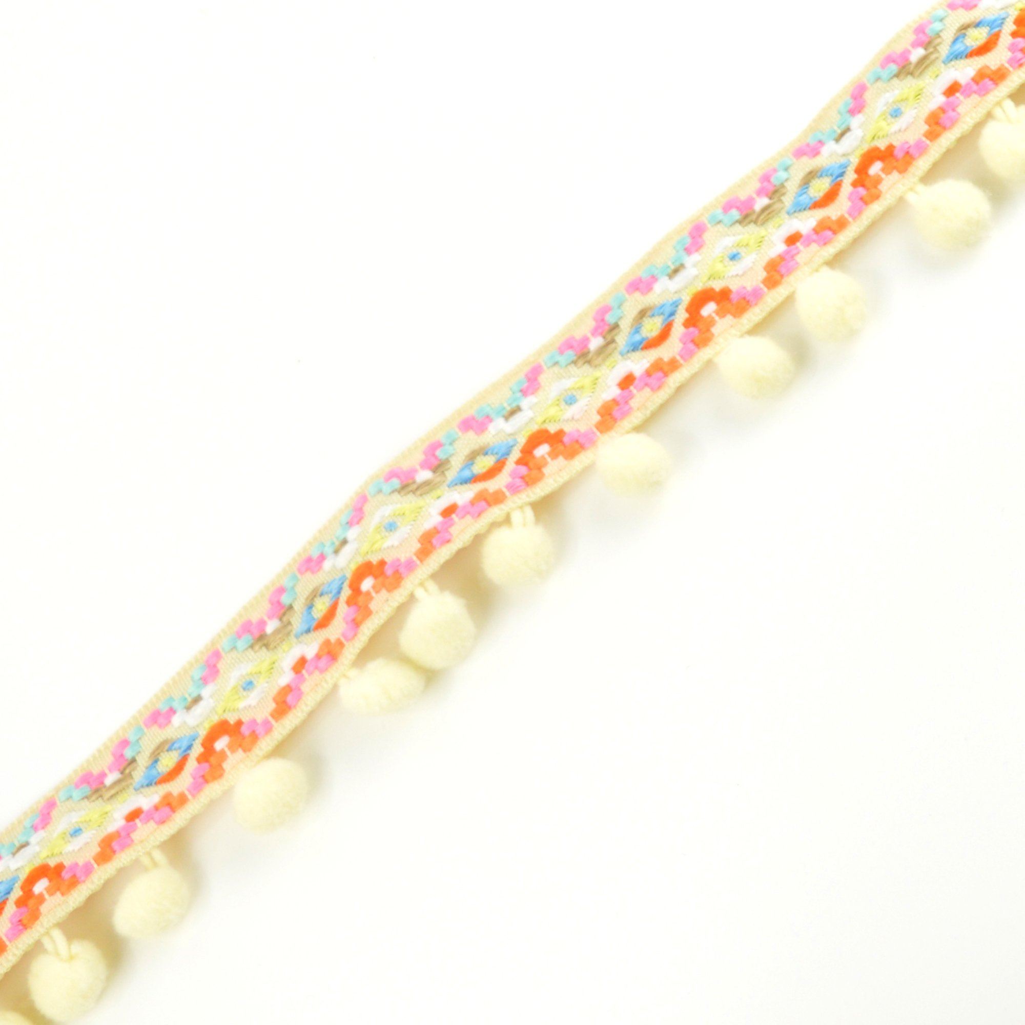 Borte Band mit Bommeln - Beige - poshpinks