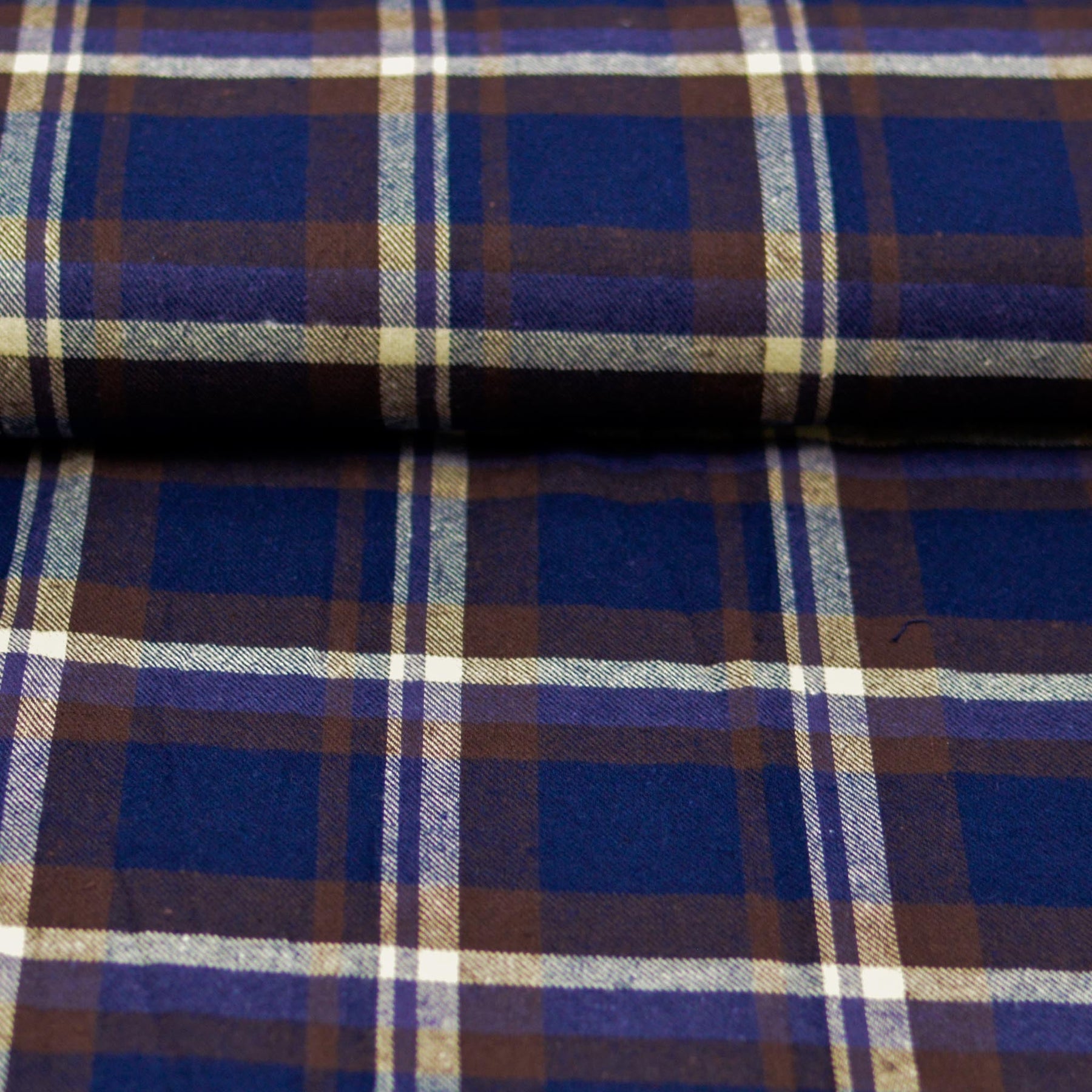 Baumwoll Flanell - dunkelblau braun violet kariert Fabric poshpinks