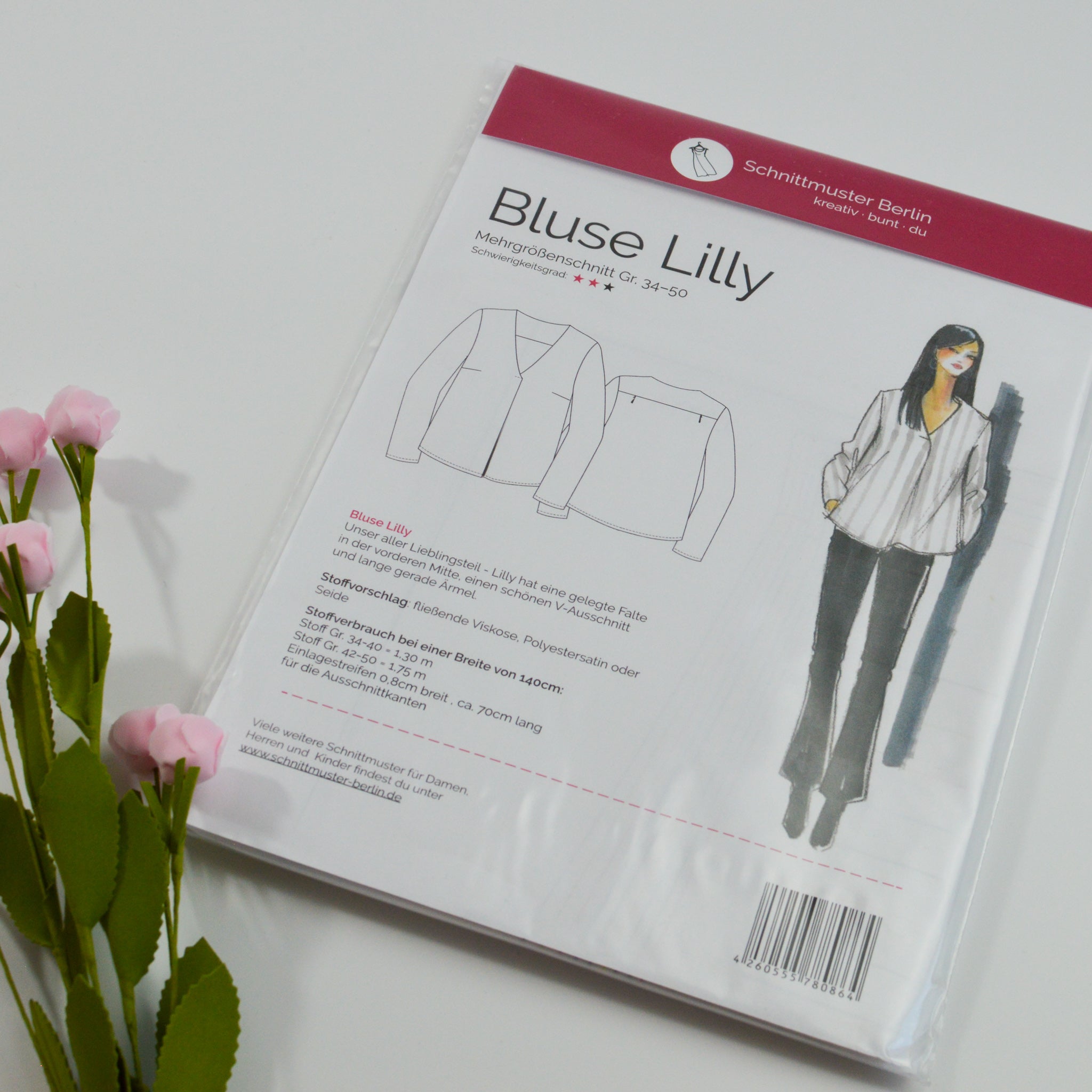 Papierschnittmuster von Schnittmuster Berlin - Bluse Lilly Stück poshpinks