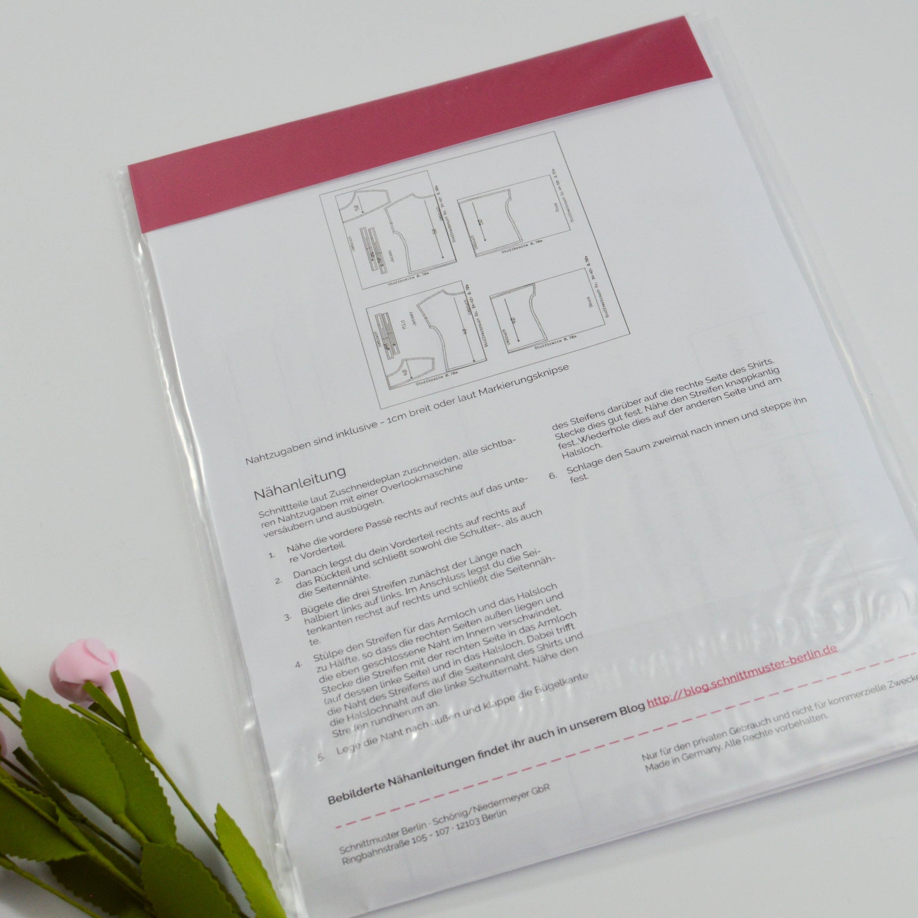 Papierschnittmuster von Schnittmuster Berlin - Shirt Mia Stück poshpinks