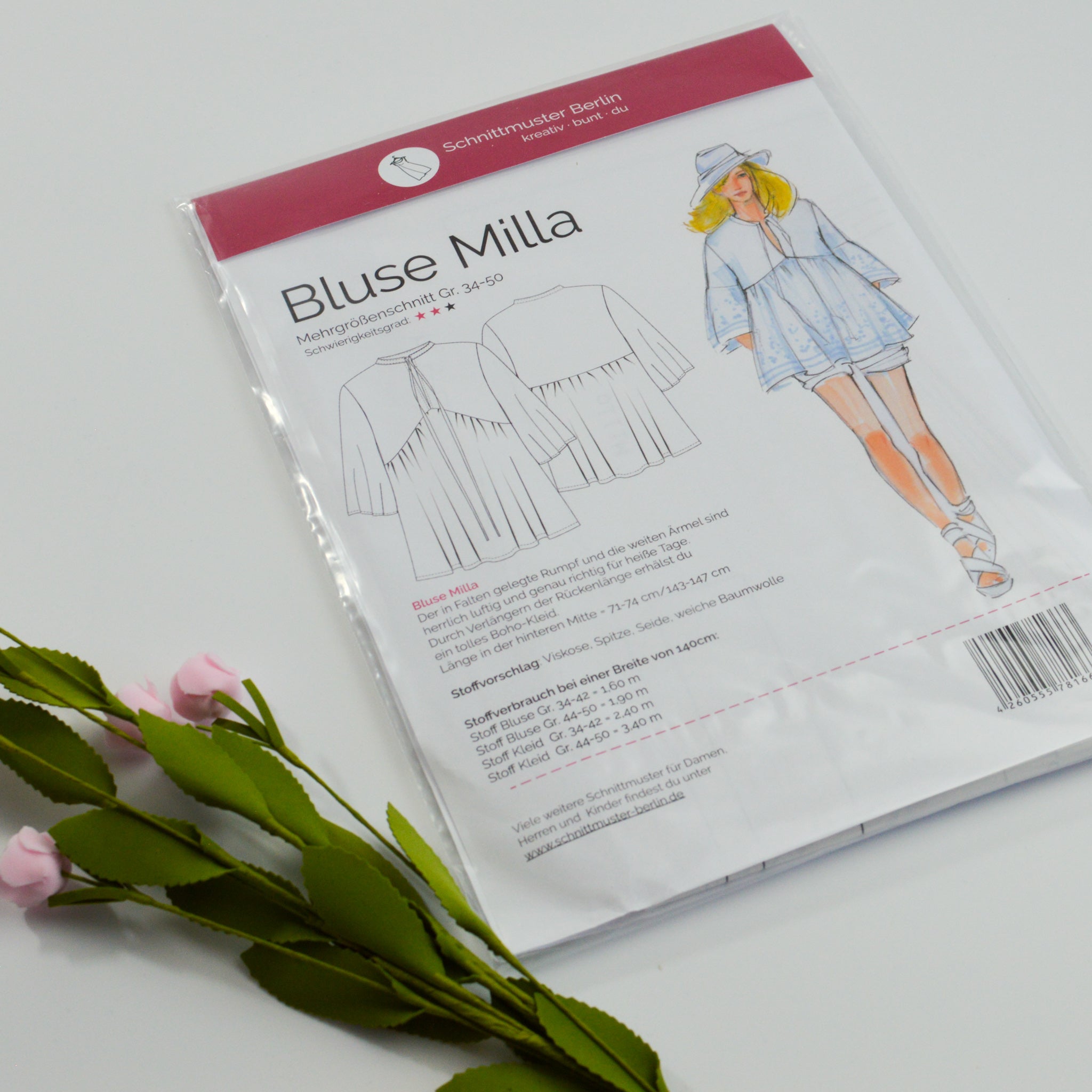 Papierschnittmuster von Schnittmuster Berlin - Boho Bluse Milla Stück poshpinks