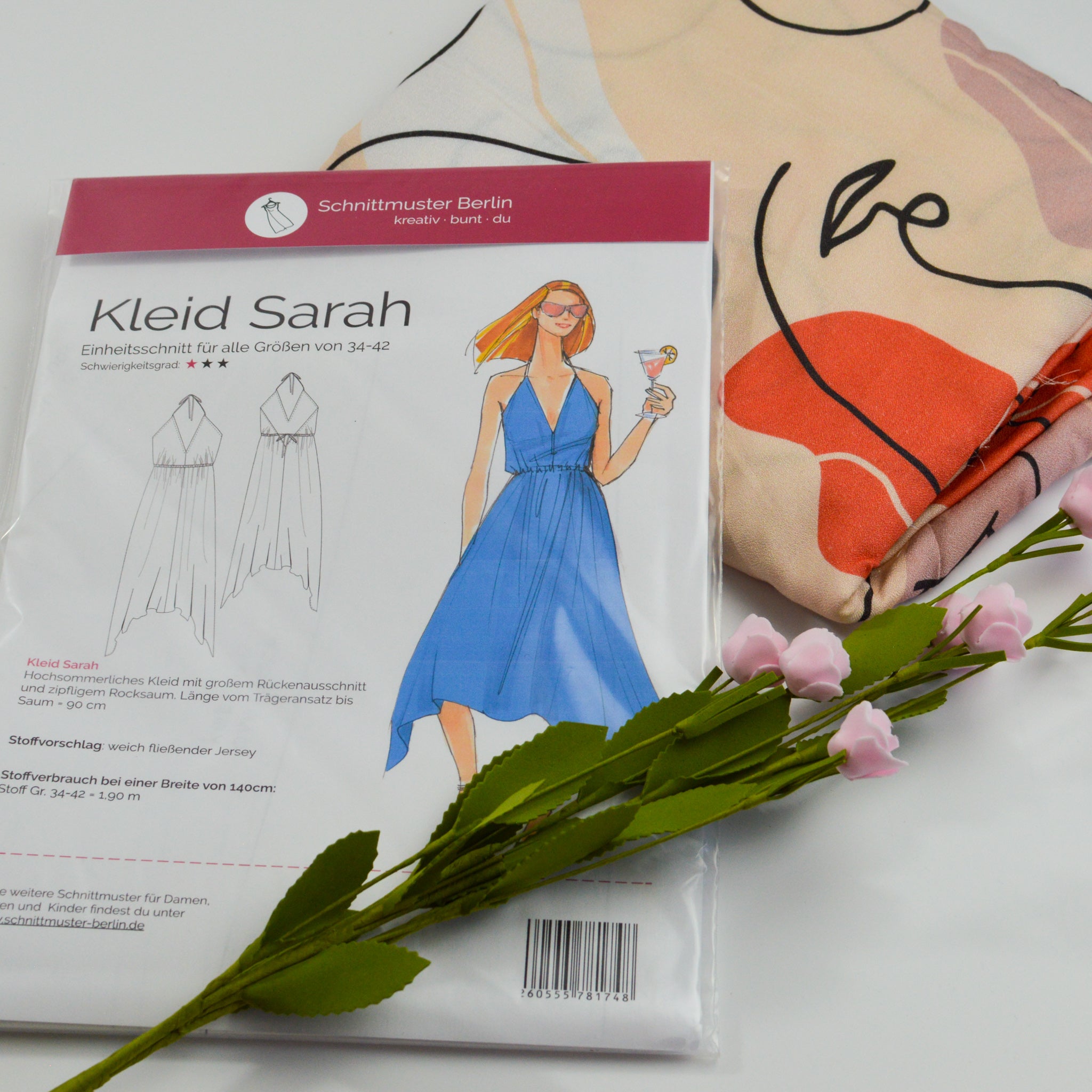 Papierschnittmuster von Schnittmuster Berlin - Sommerkleid Sarah Stück poshpinks