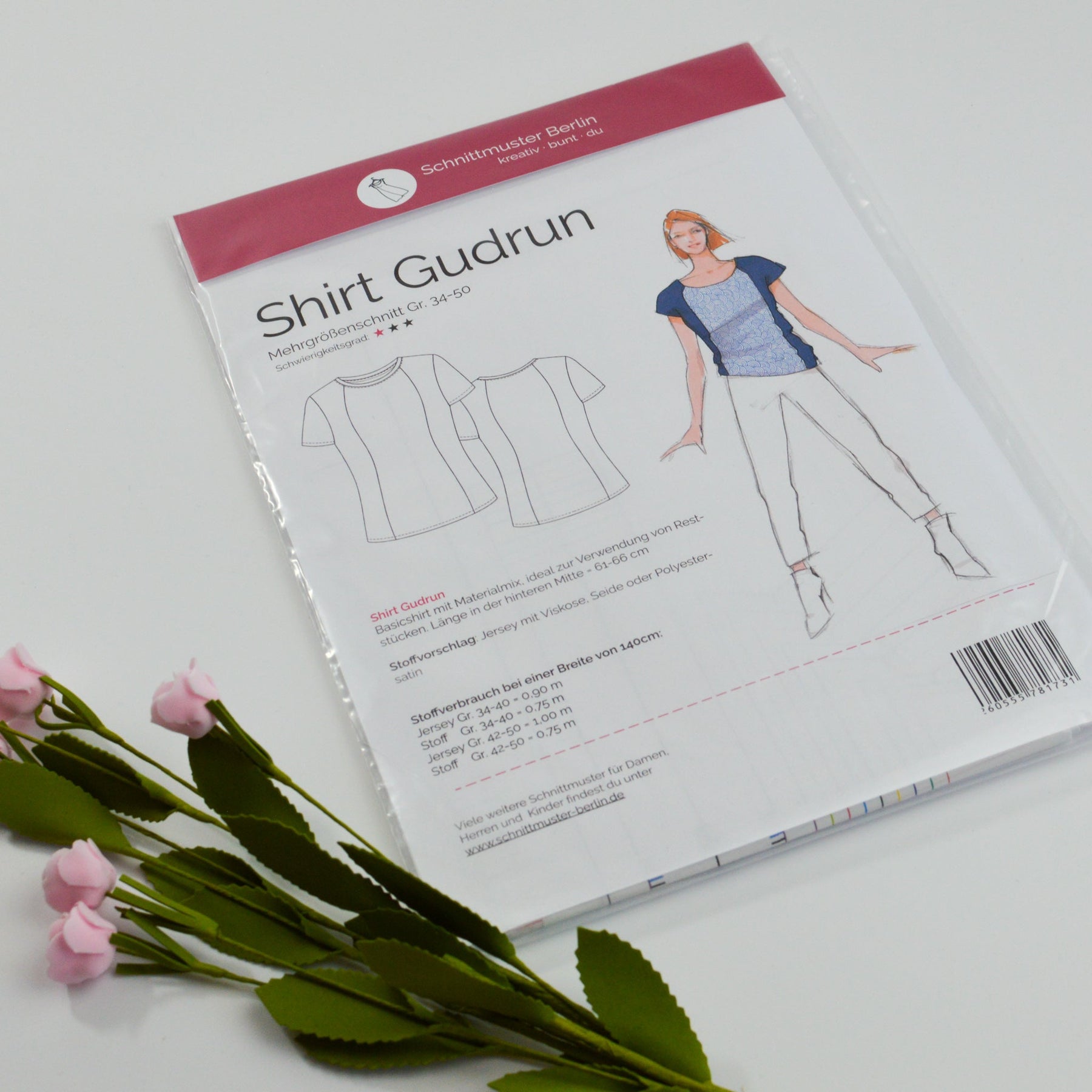Papierschnittmuster von Schnittmuster Berlin - Shirt Gudrun Stück poshpinks