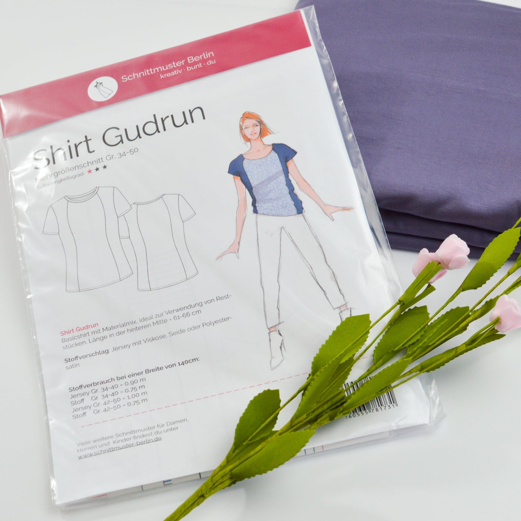 Papierschnittmuster von Schnittmuster Berlin - Shirt Gudrun Stück poshpinks