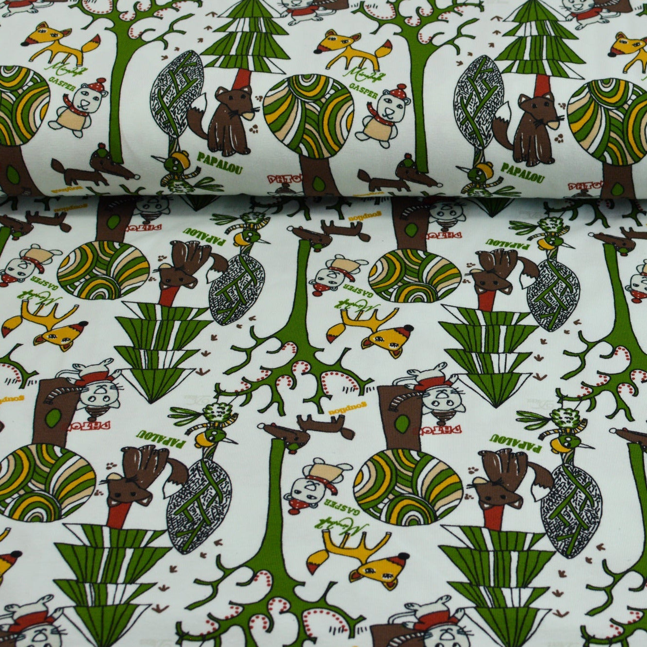 Baumwolljersey - Forrest Tiere im Wald Fabric poshpinks