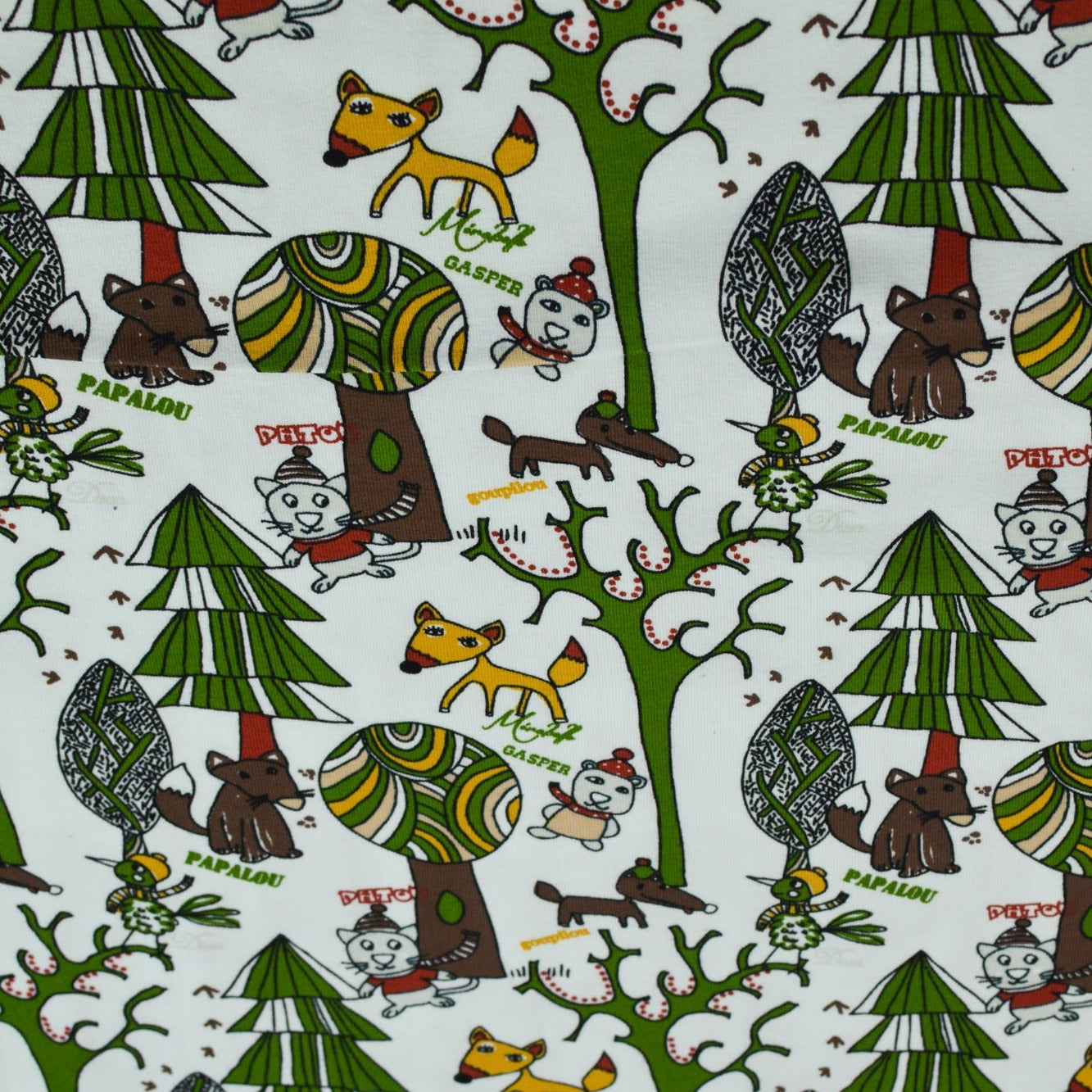 Baumwolljersey - Forrest Tiere im Wald Fabric poshpinks