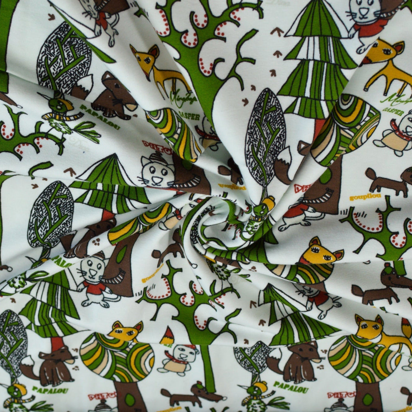 Baumwolljersey - Forrest Tiere im Wald Fabric poshpinks