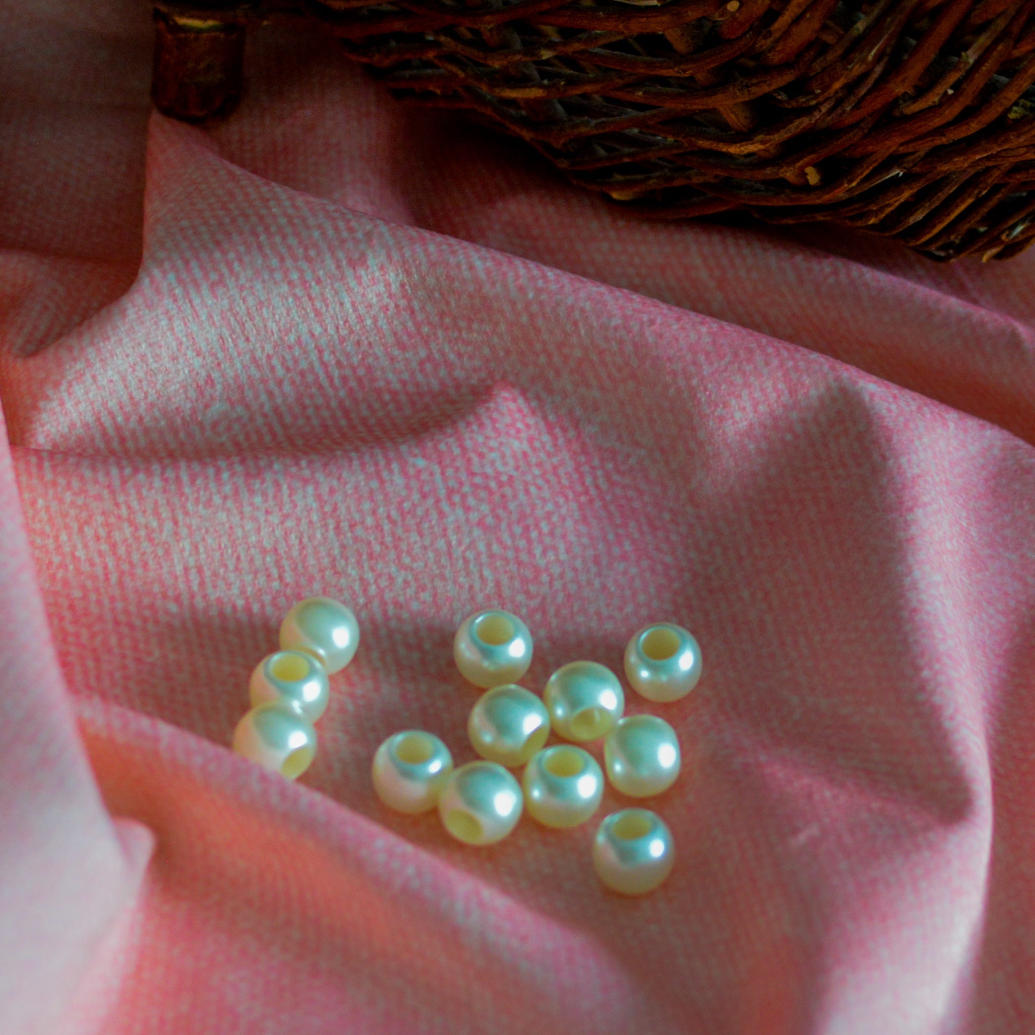 Großlochperlen 14x11 mm perlmutt leicht glänzend Pearls poshpinks